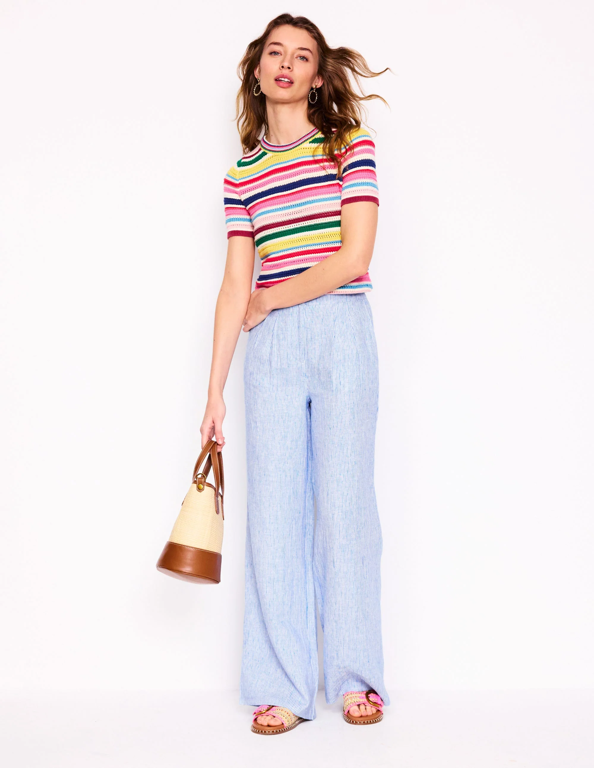 Dulwich Linen Pants-Kingfisher Blue Fine Stripe - Image 8