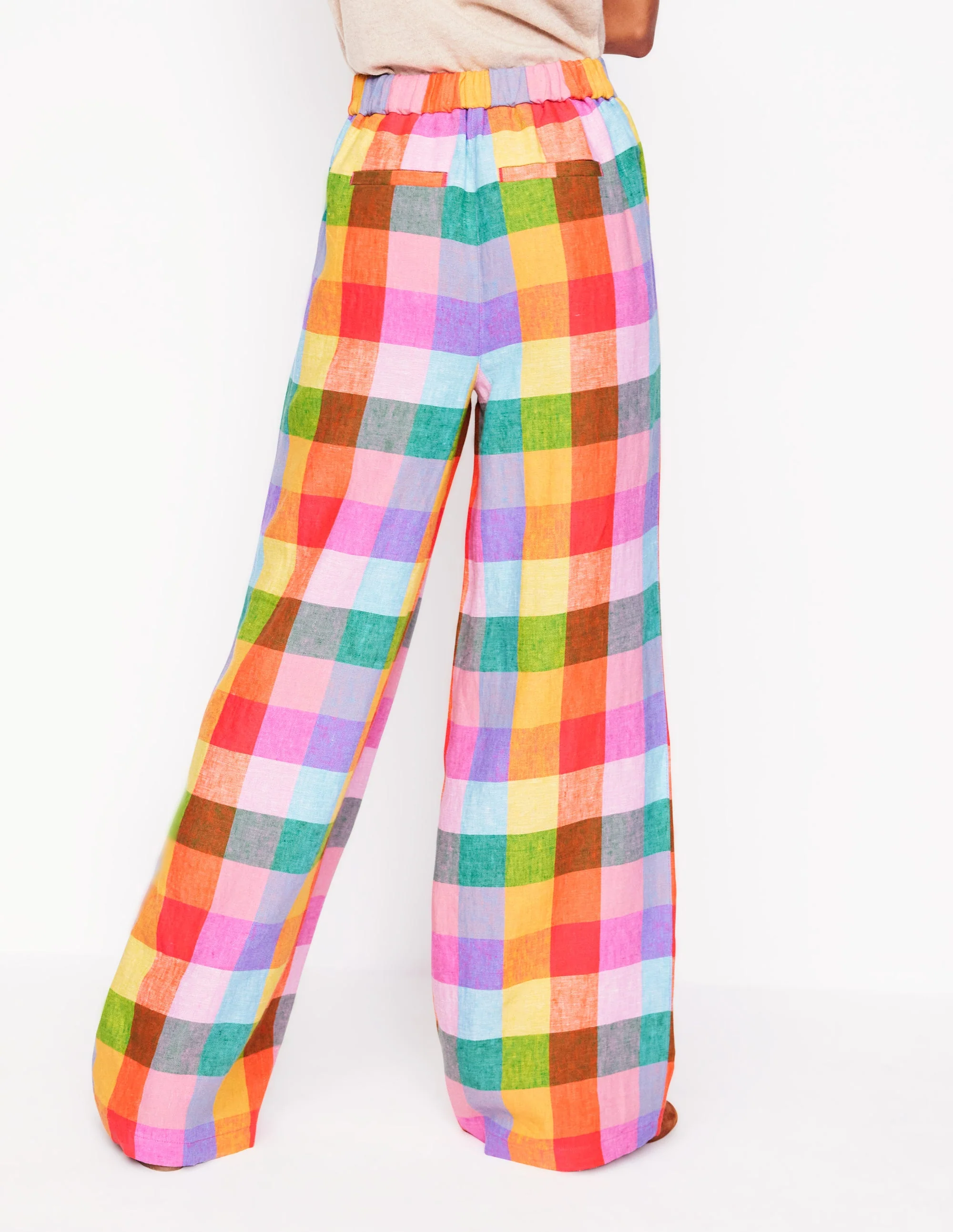 Dulwich Linen Pants-Rainbow Multigingham - Image 5