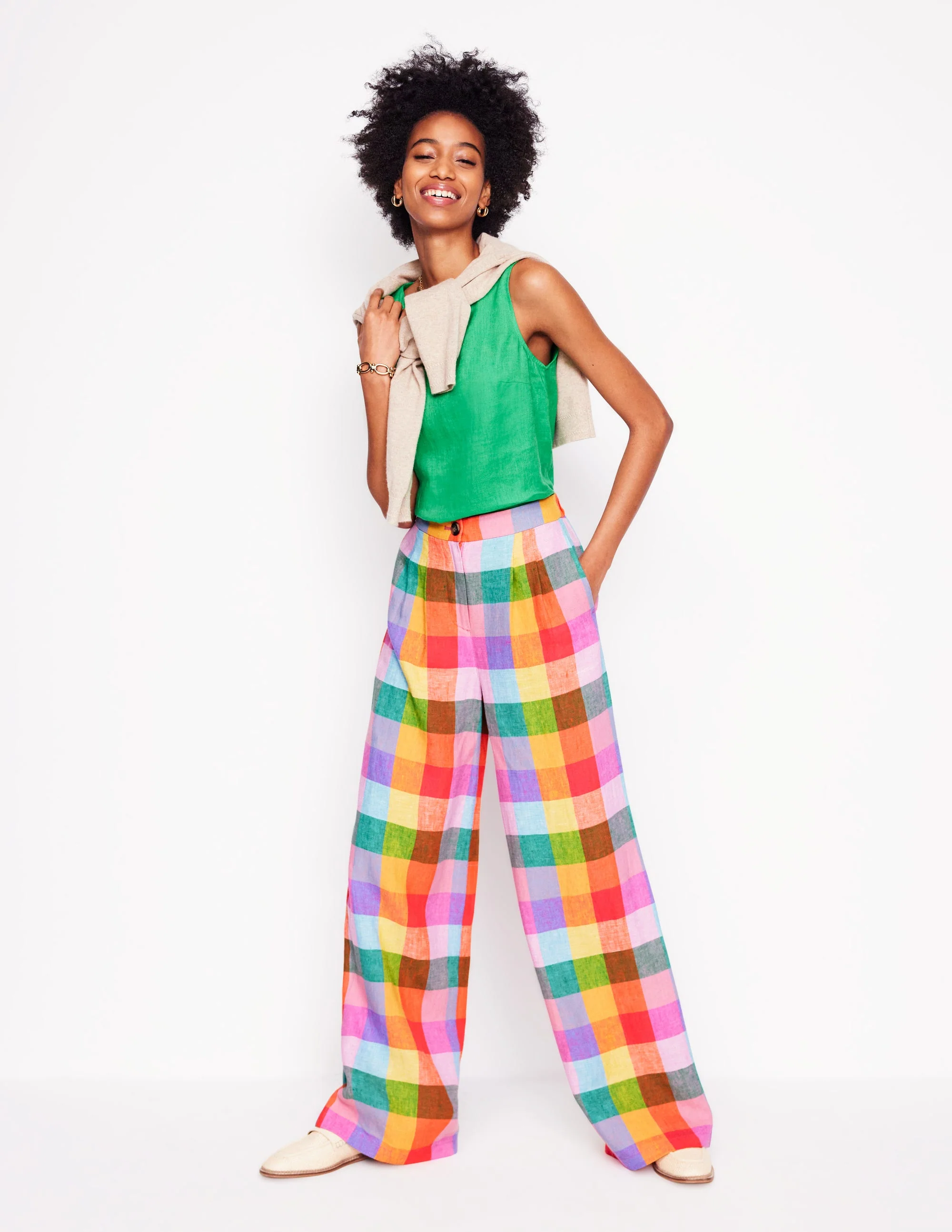 Dulwich Linen Pants-Rainbow Multigingham - Image 8