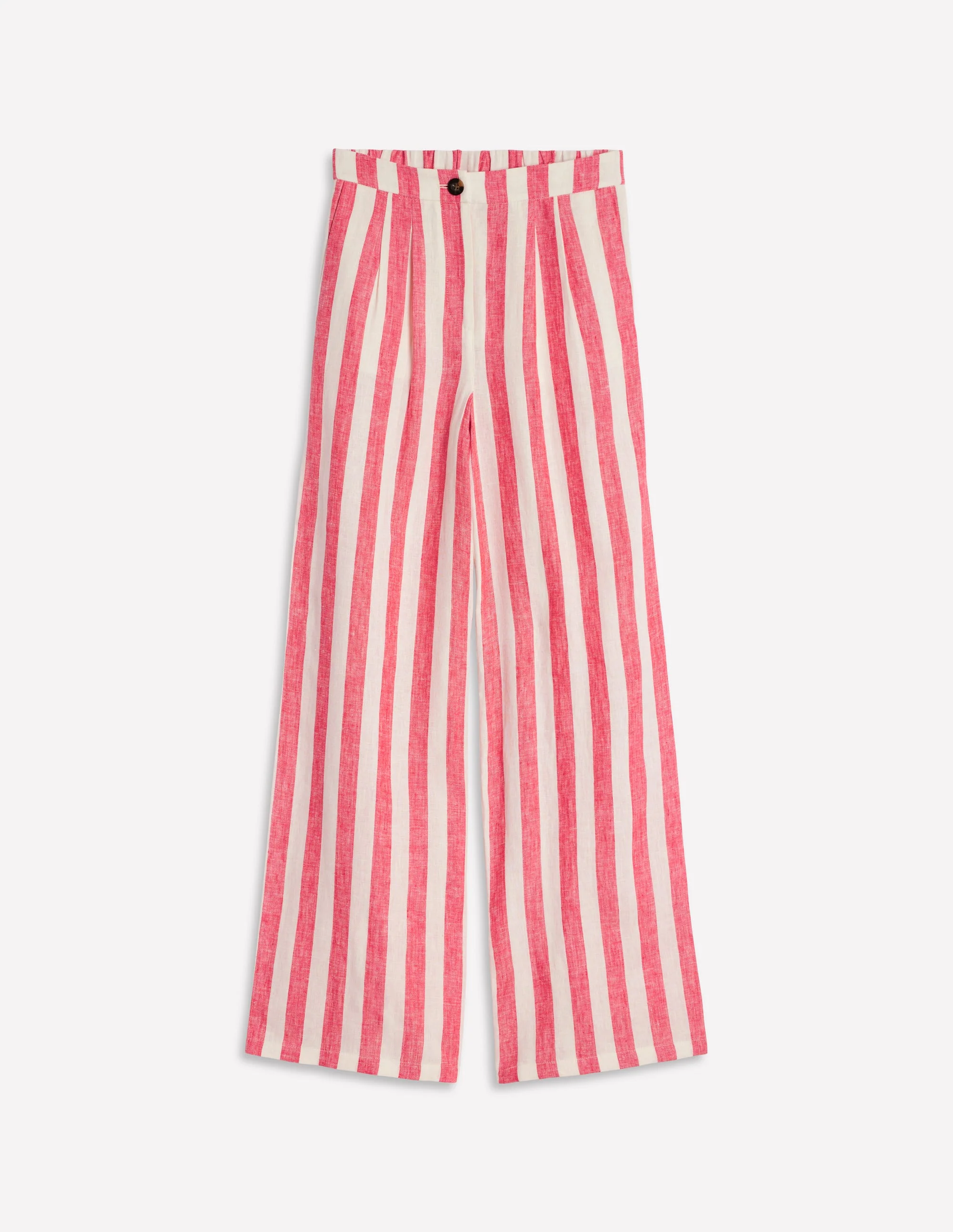 Dulwich Linen Pants-Strawberry Tart Red  Stripe - Image 7