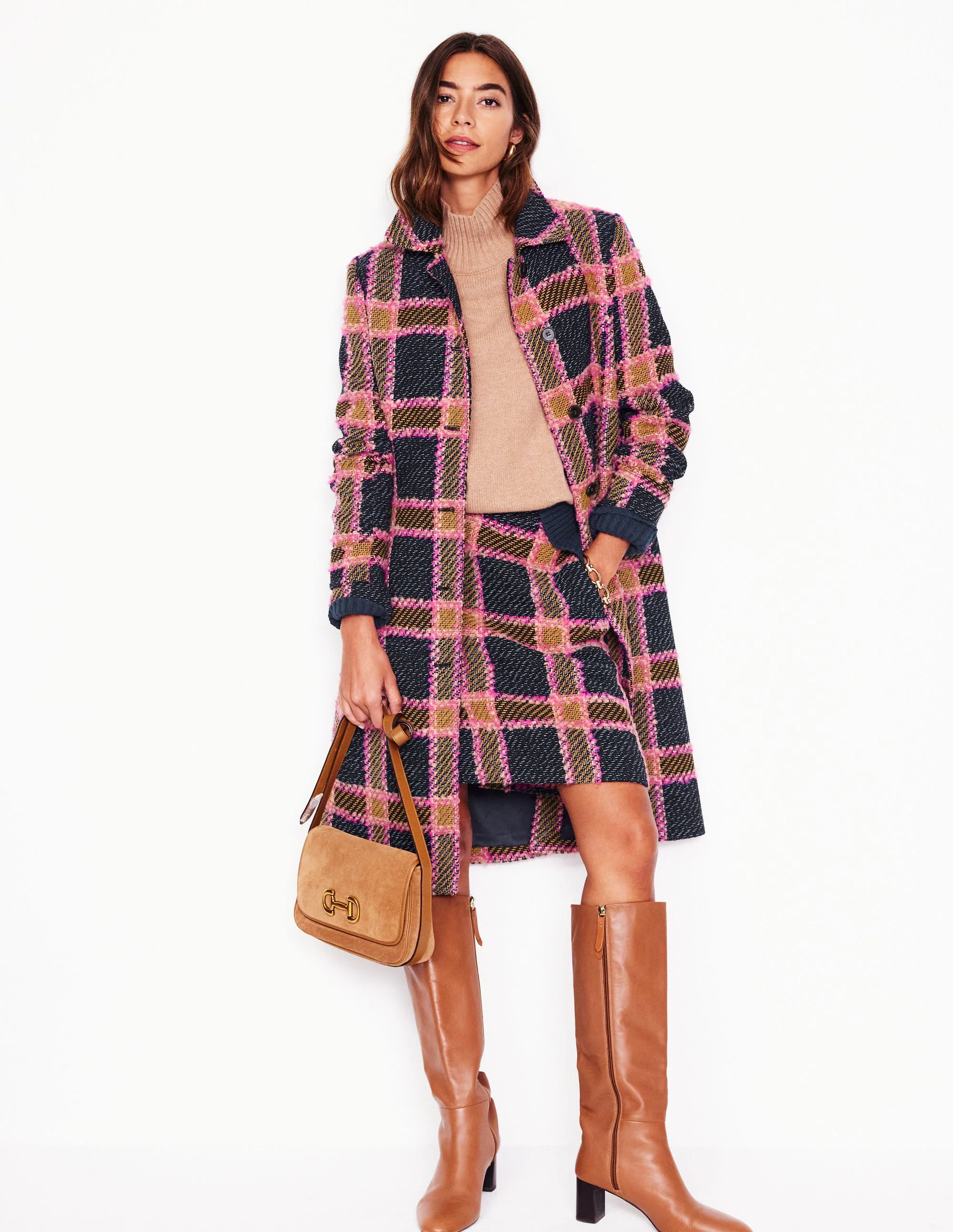Durham Wool Blend Coat-Pink Check - Image 2