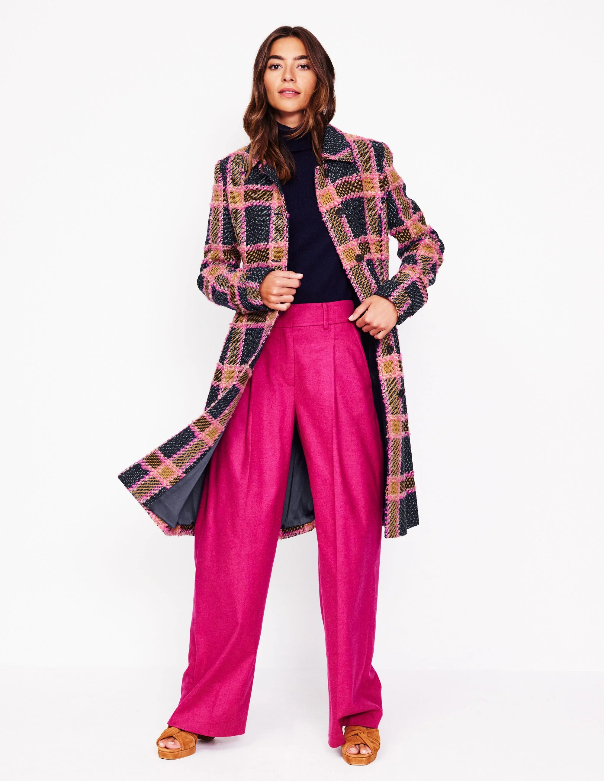 Durham Wool Blend Coat-Pink Check - Image 5