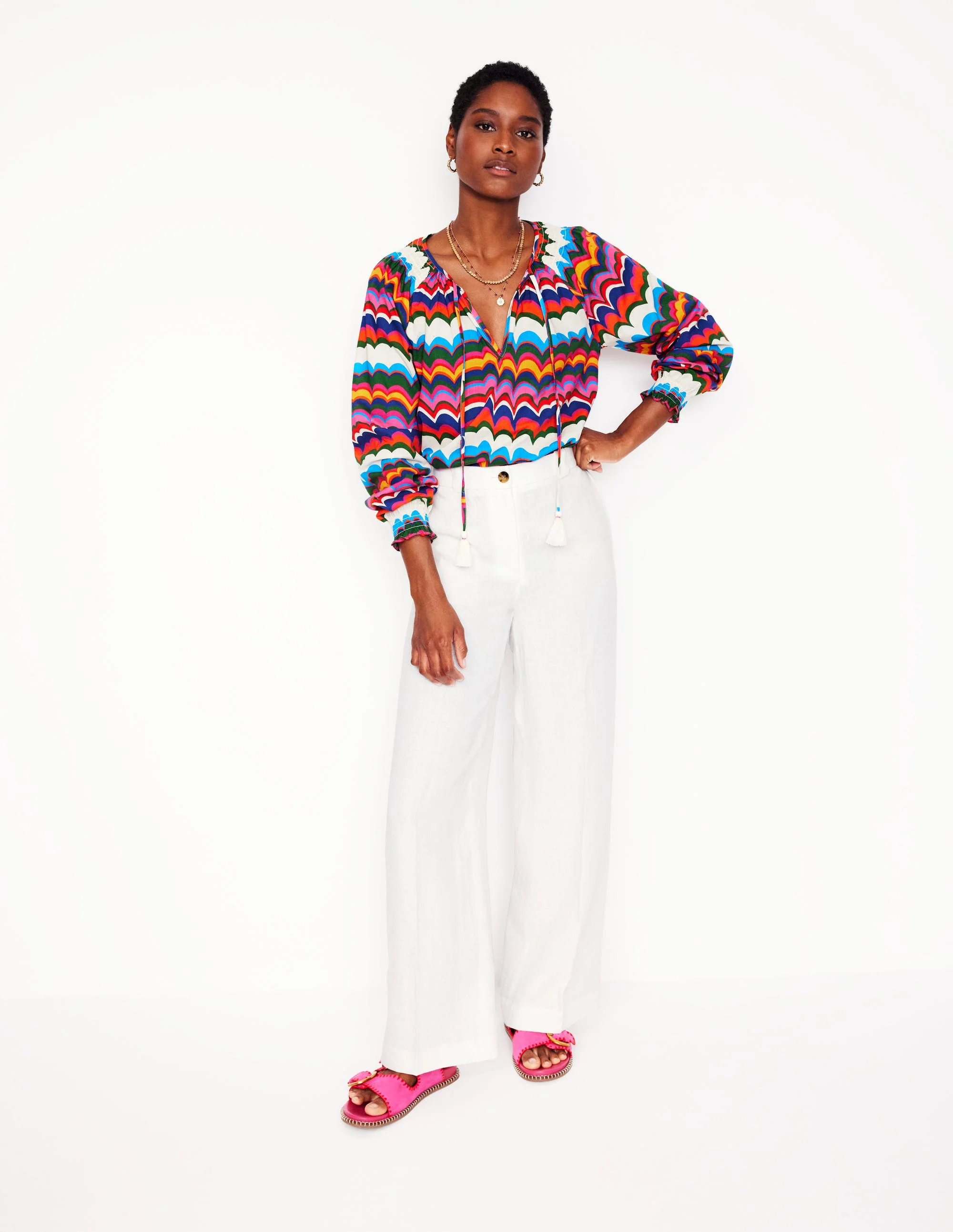 Easy Cotton Blouse-Multi, Abstract Wave - Image 5