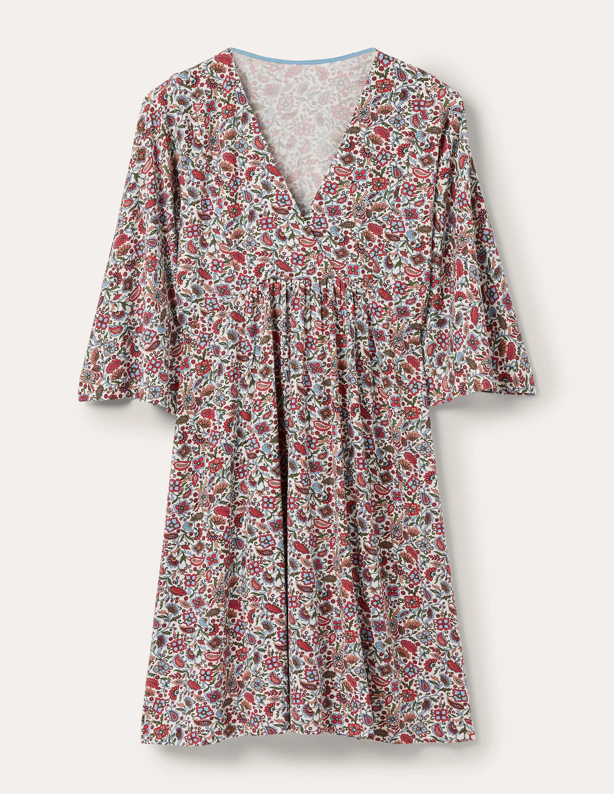 Easy Jersey Empire Mini Dress-Ivory, Oriental Paradise - Image 5