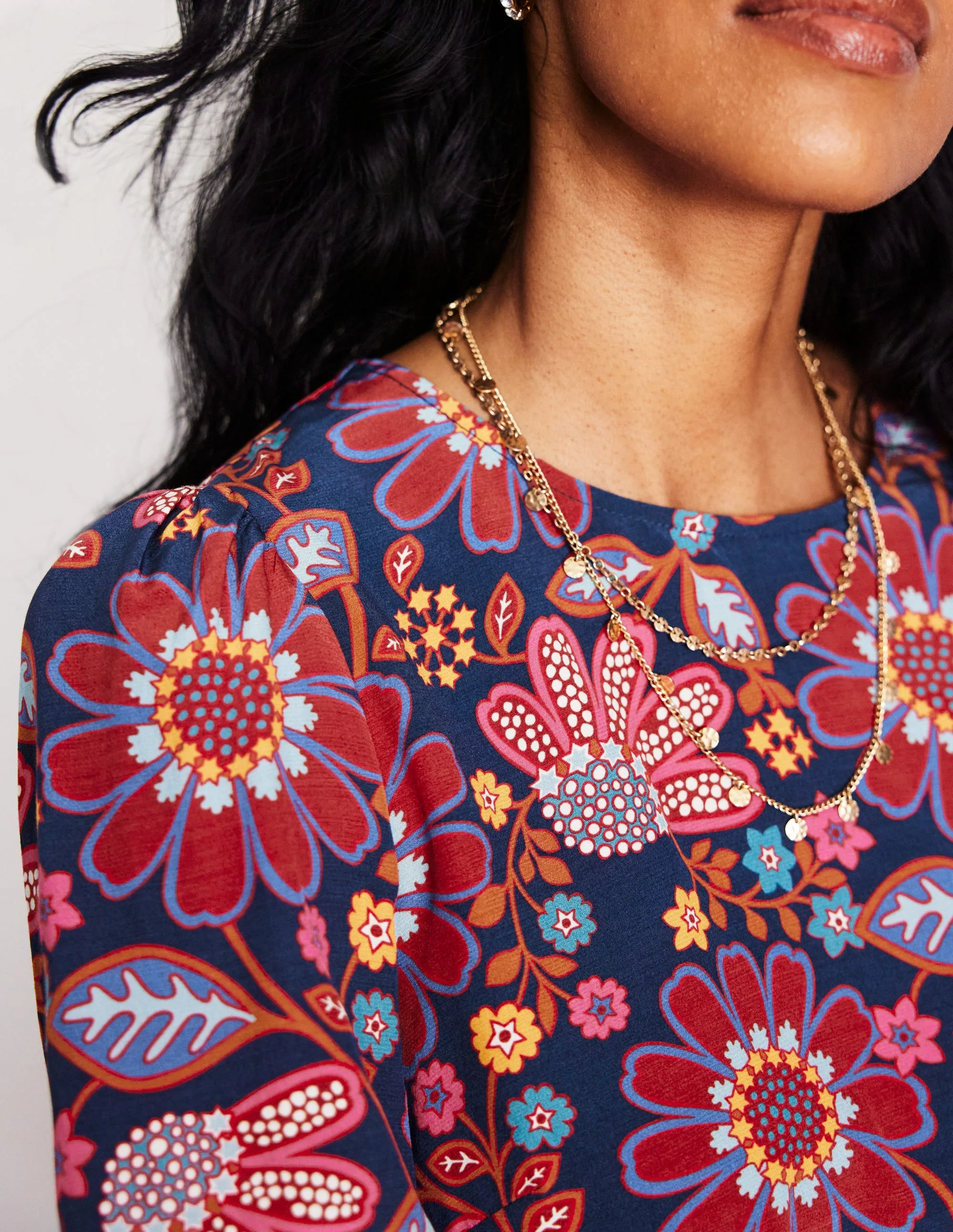 Easy Printed Top-French Navy, Cosmic Meadow - Image 2