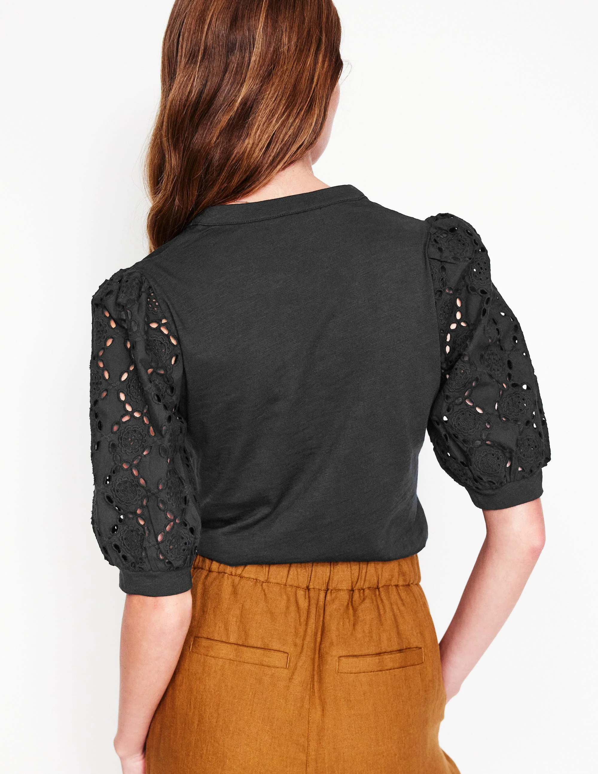 Eden Puff Sleeve Henley Top-Black - Image 3