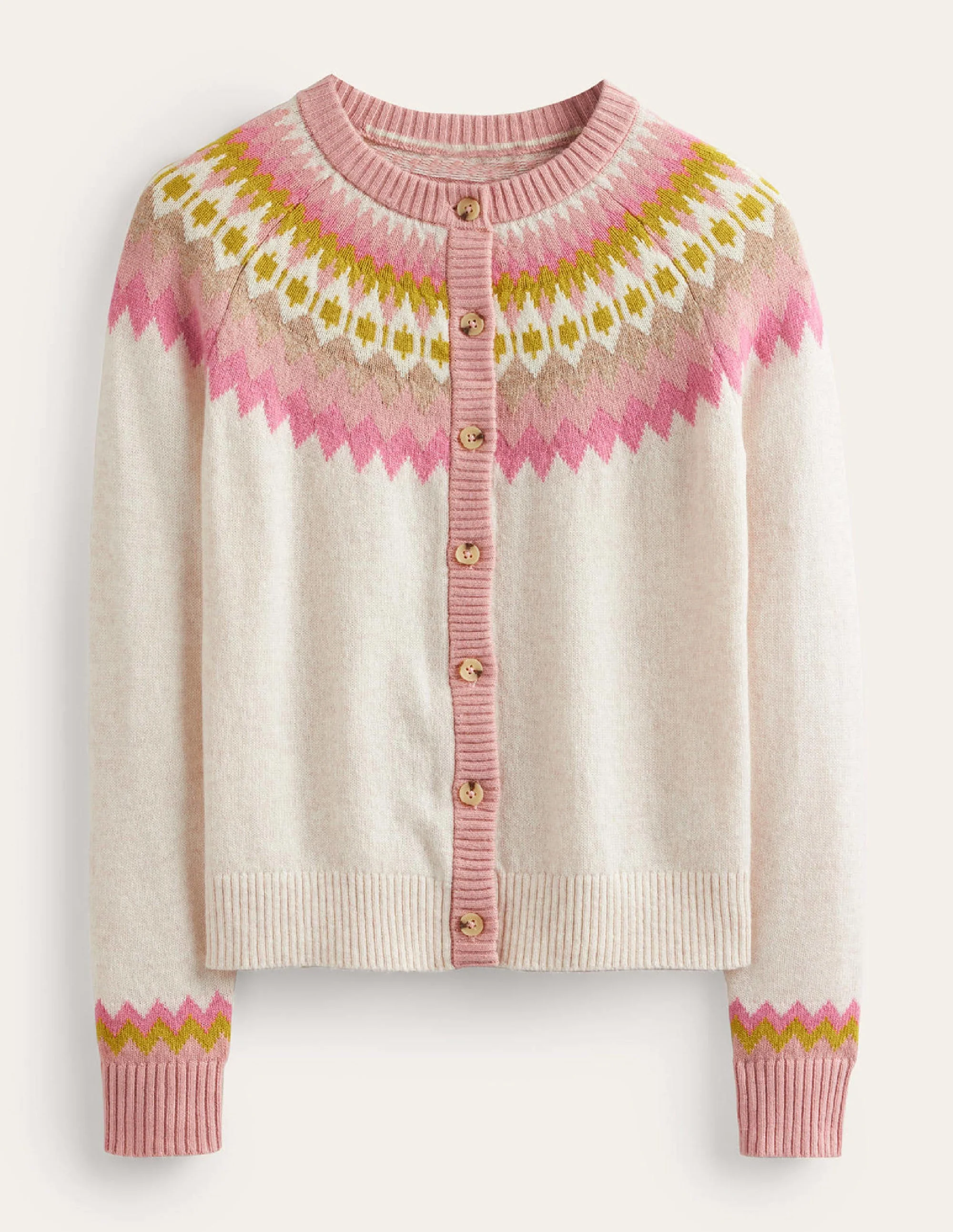 Edie Fair Isle Cardigan-Oatmeal Melange Fair Isle - Image 5