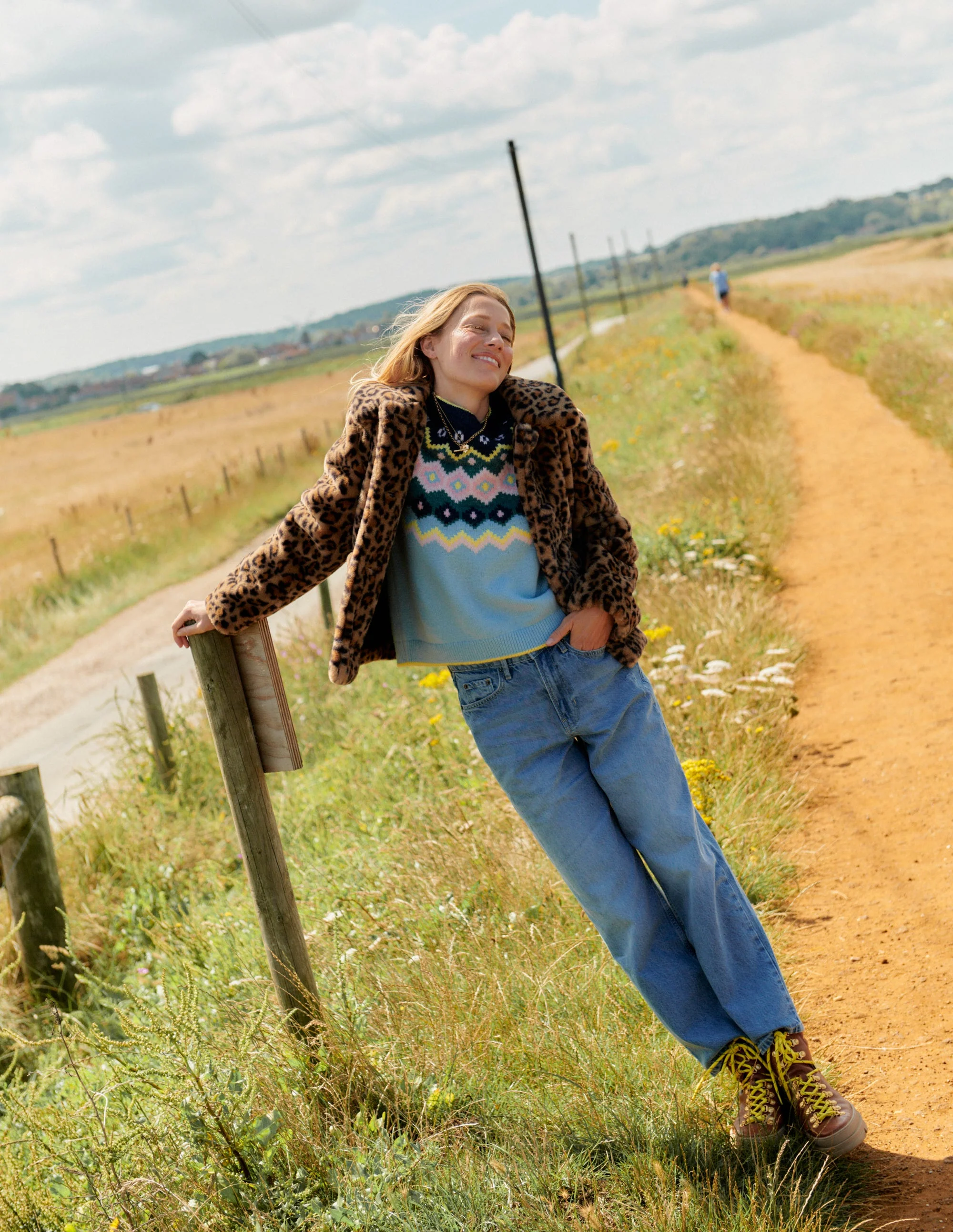 Edie Fair Isle Sweater-Blue Diamond Stripe - Image 8