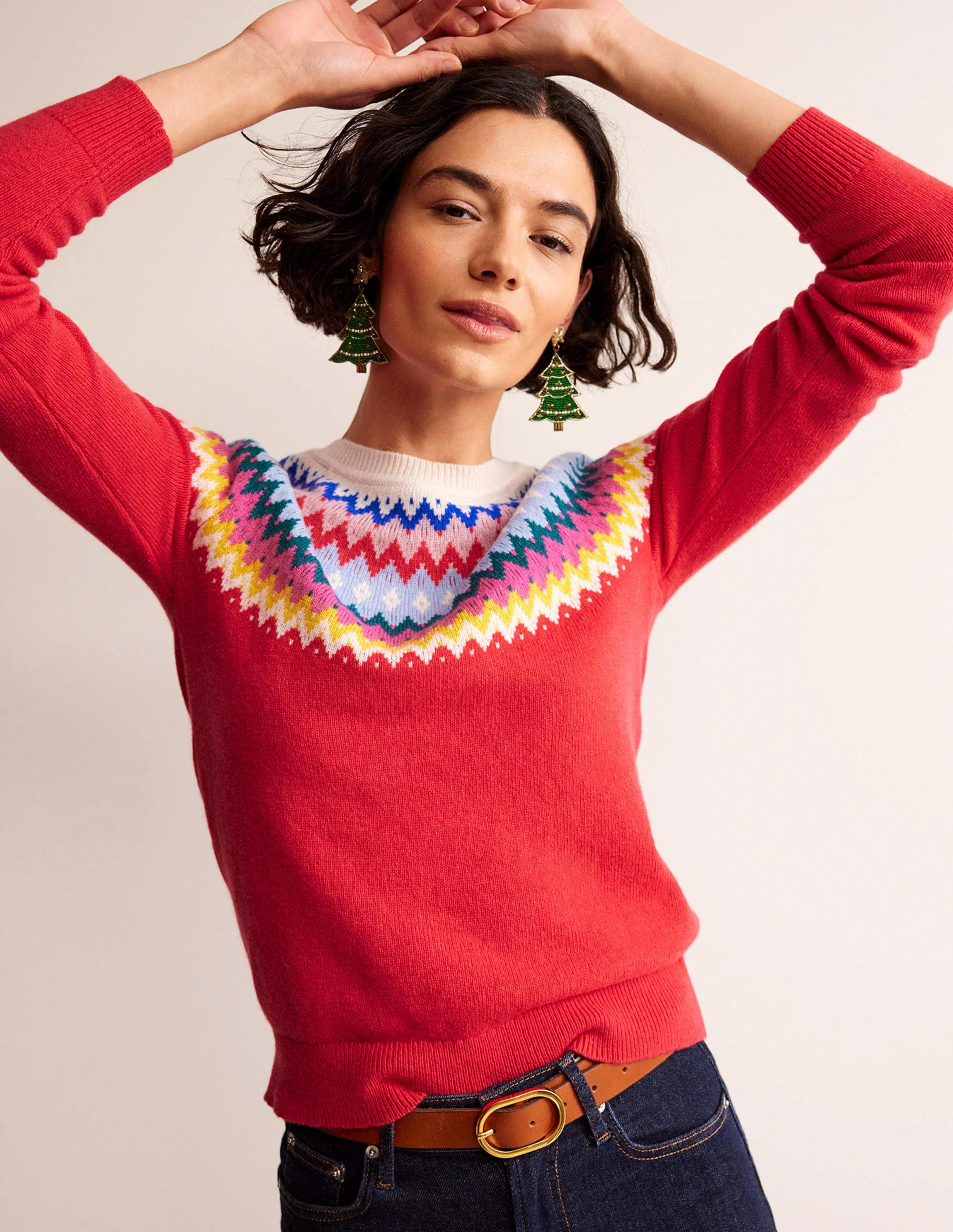 Edie Fair Isle Sweater-Poppy Red - Image 2