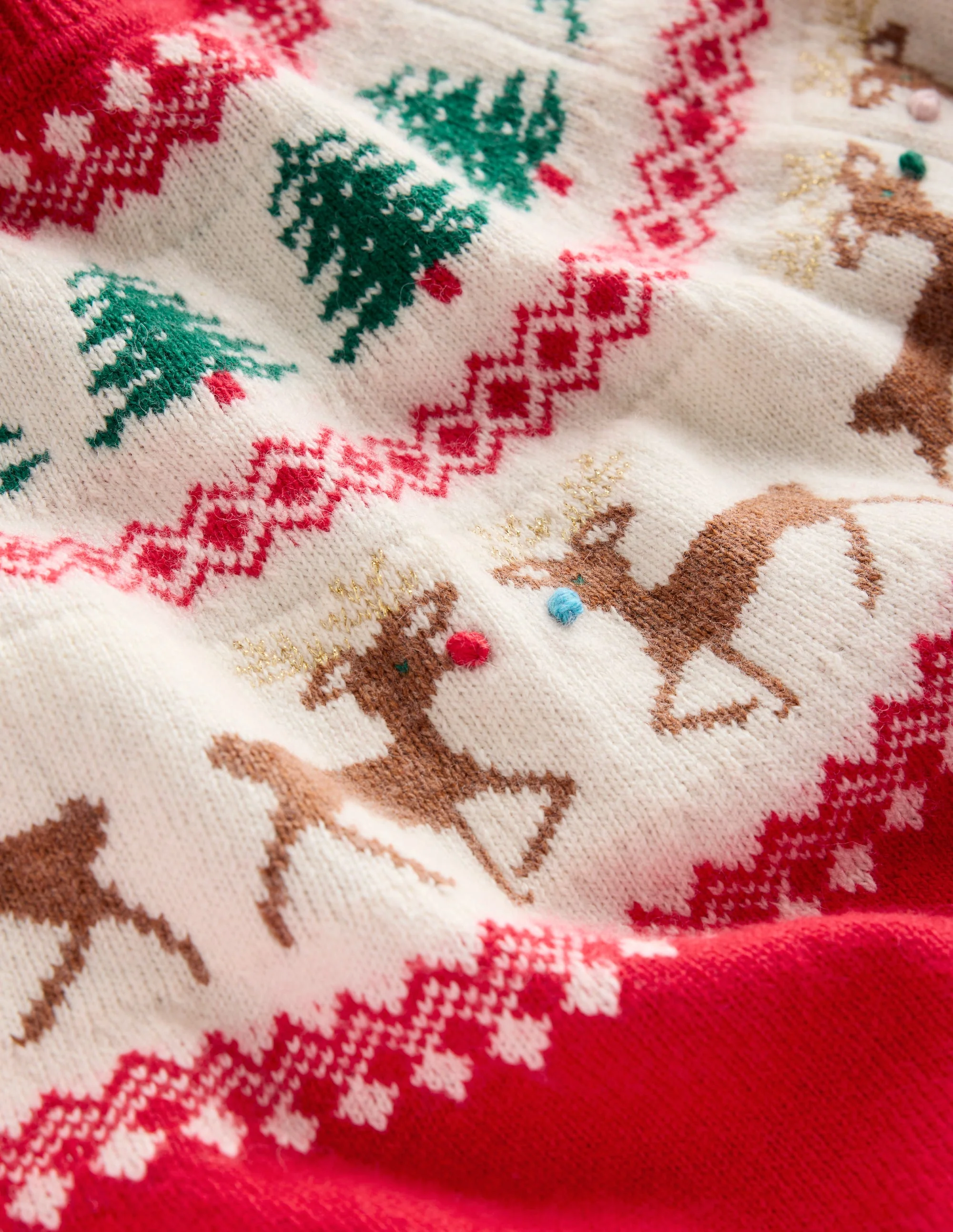 Edie Fair Isle Sweater-Red, Reindeers - Image 8