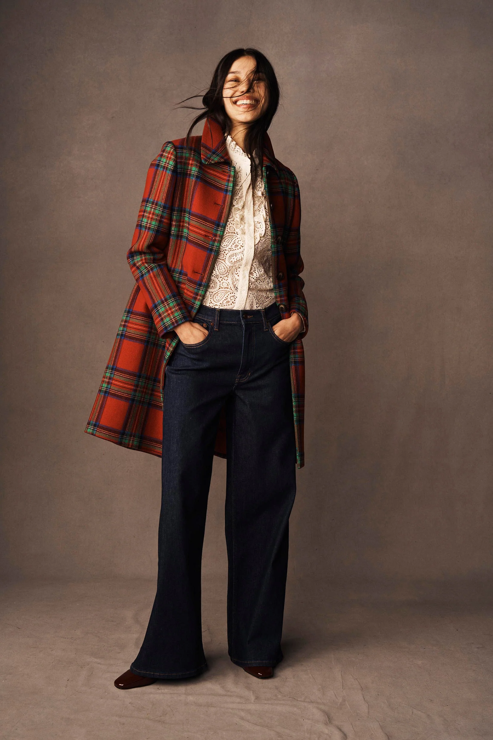 Edinburgh Swing Coat-Red, Blue and Green Check - Image 5
