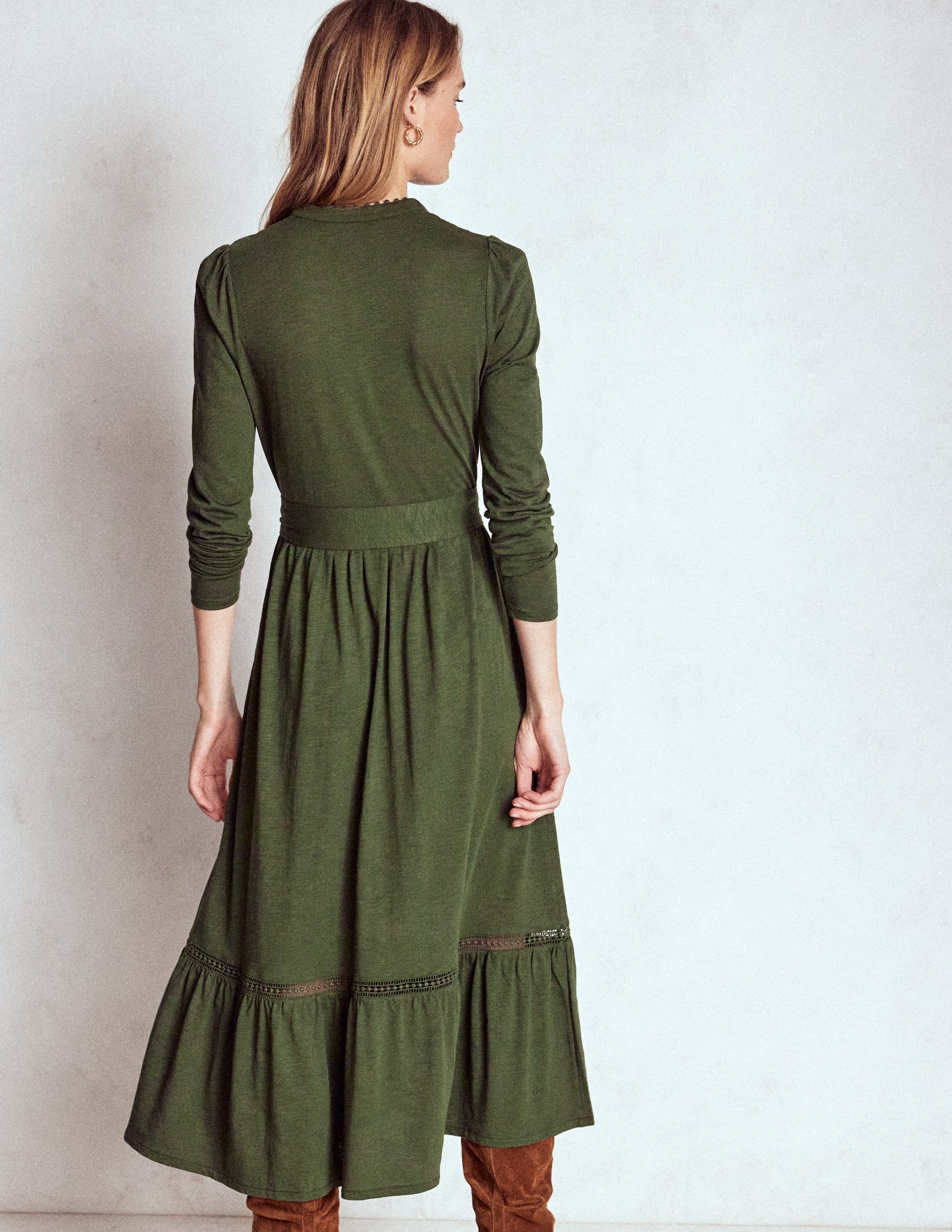 Edwina Jersey Shirt Dress-Kale Leaf - Image 4