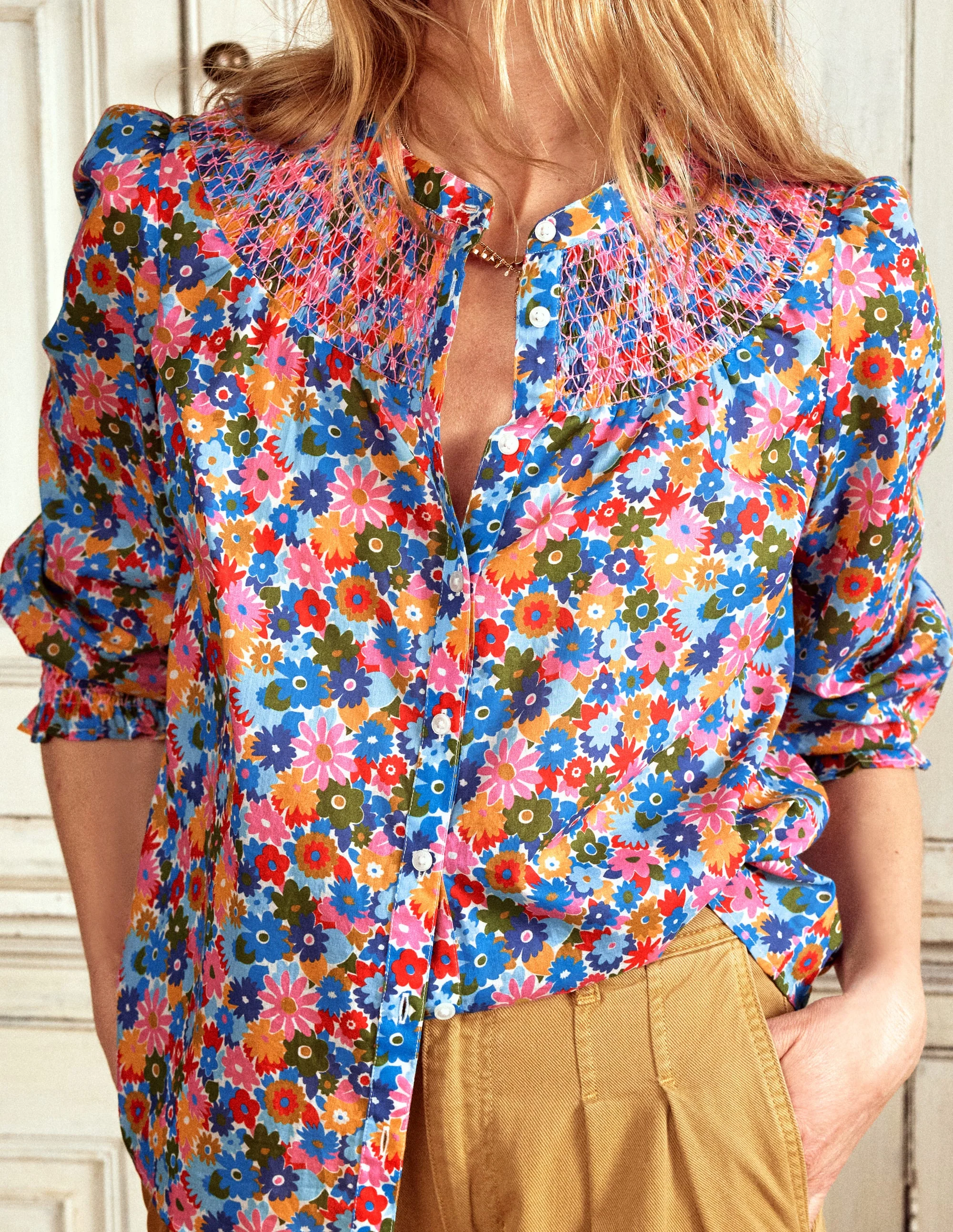 Effie Smocked Blouse-Multi, Paintbox Ditsy - Image 2