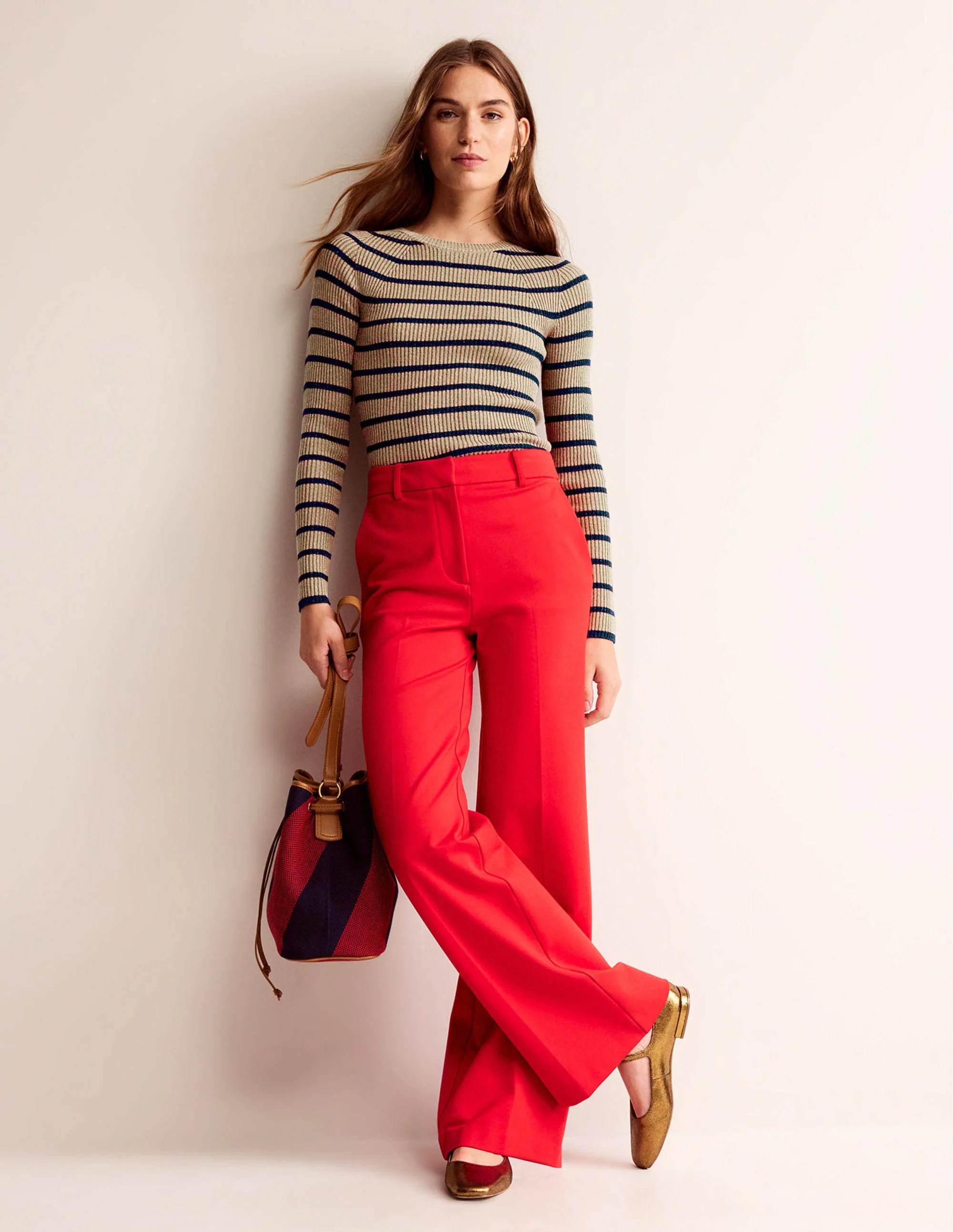 Effie Sparkle Stripe Sweater-Camel and Navy Stripe - Image 4