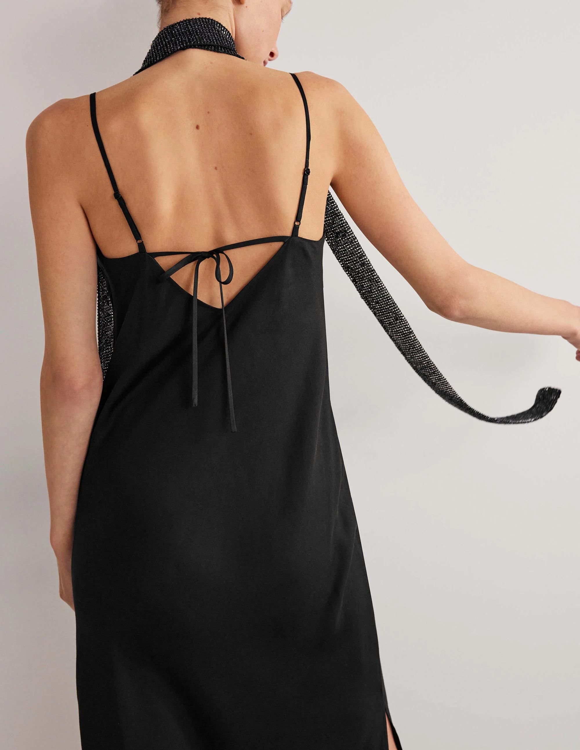 Elena Midi Slip Dress-Black - Image 2