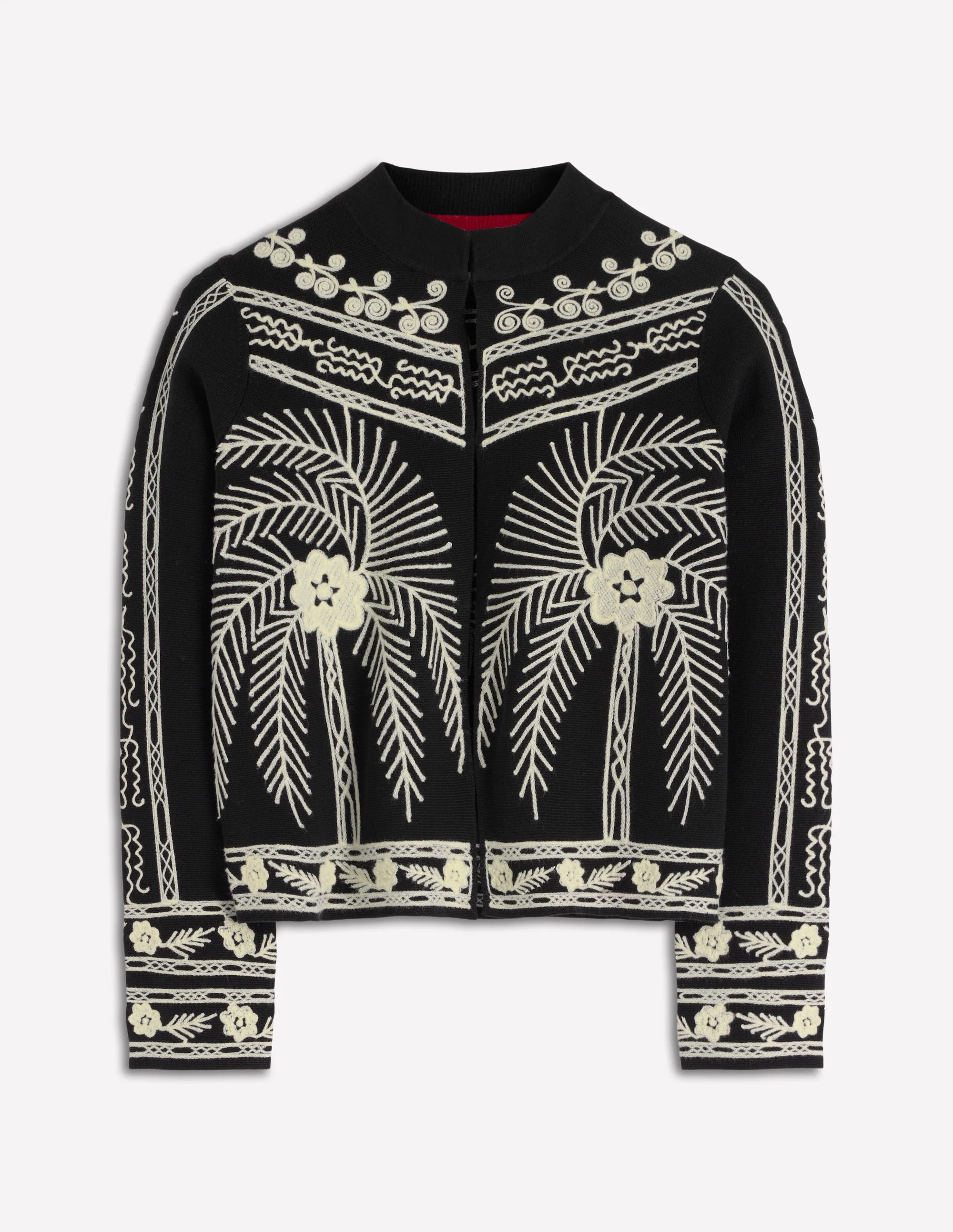 Elena Stand Neck Jacket-Black Embroidery - Image 7