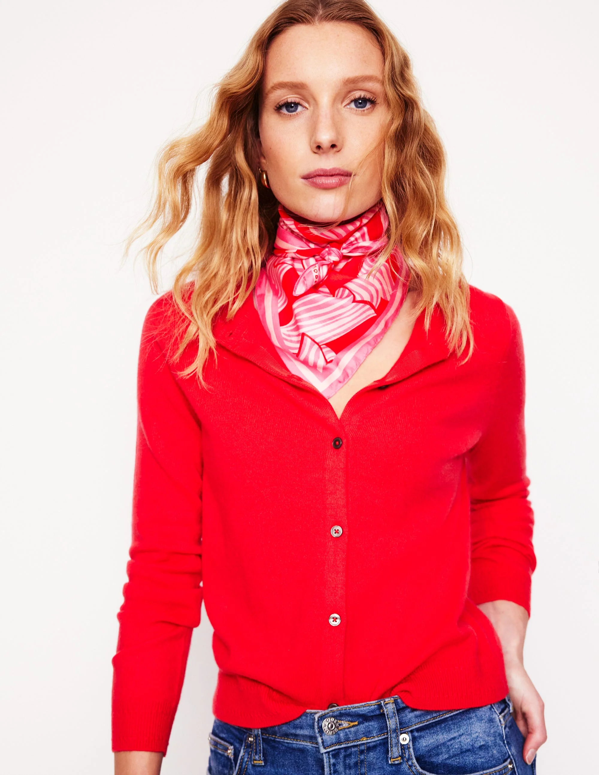 Elisabeth Silk Square Scarf-Conversational Bow Scatter - Image 2