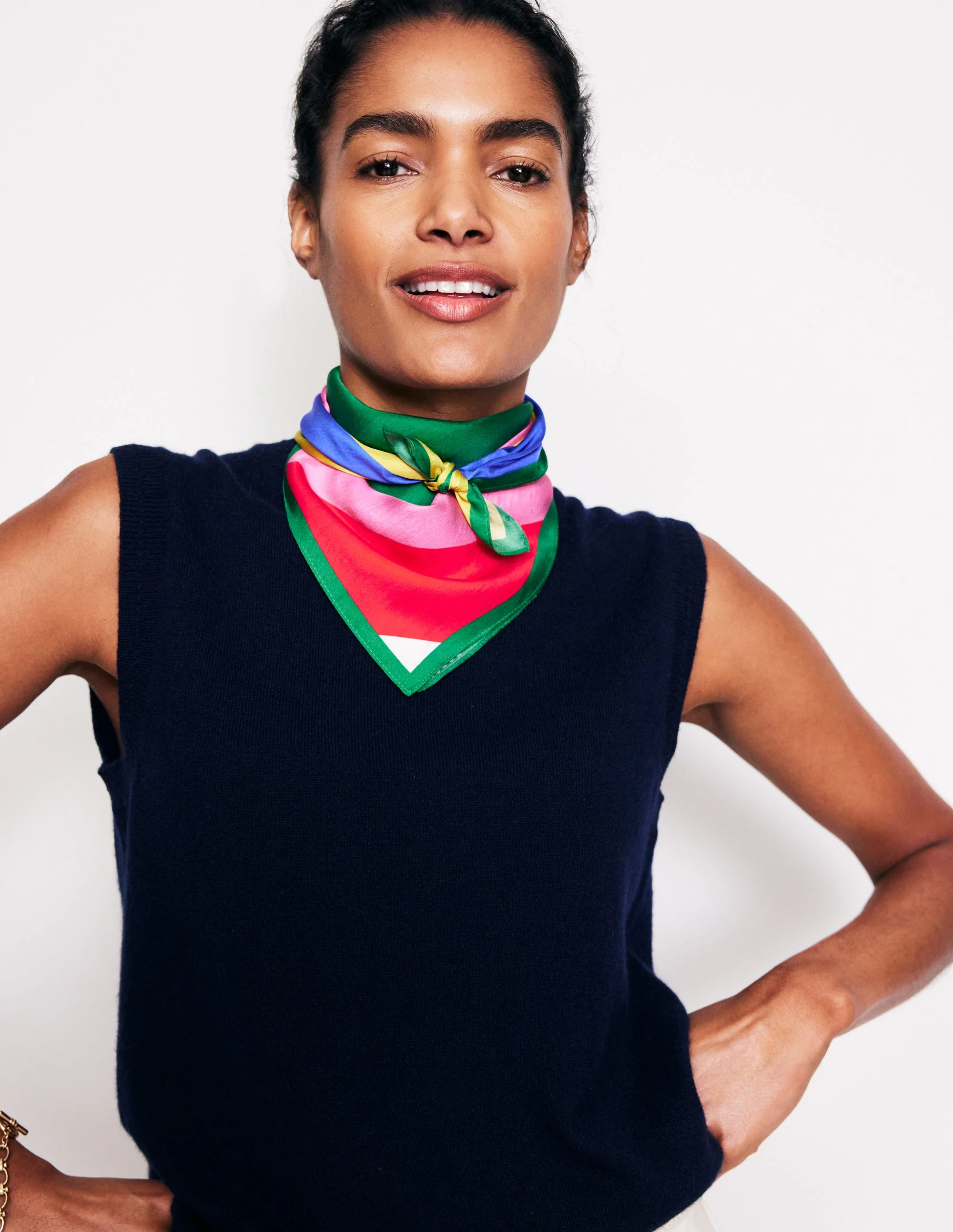 Elisabeth Silk Square Scarf-Multi, Rainbow