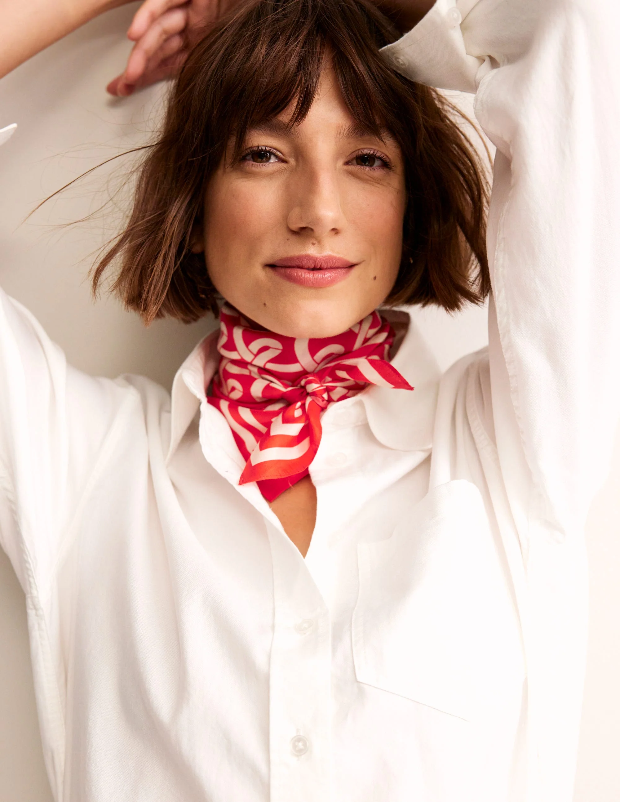 Elisabeth Silk Square Scarf-Red Geo