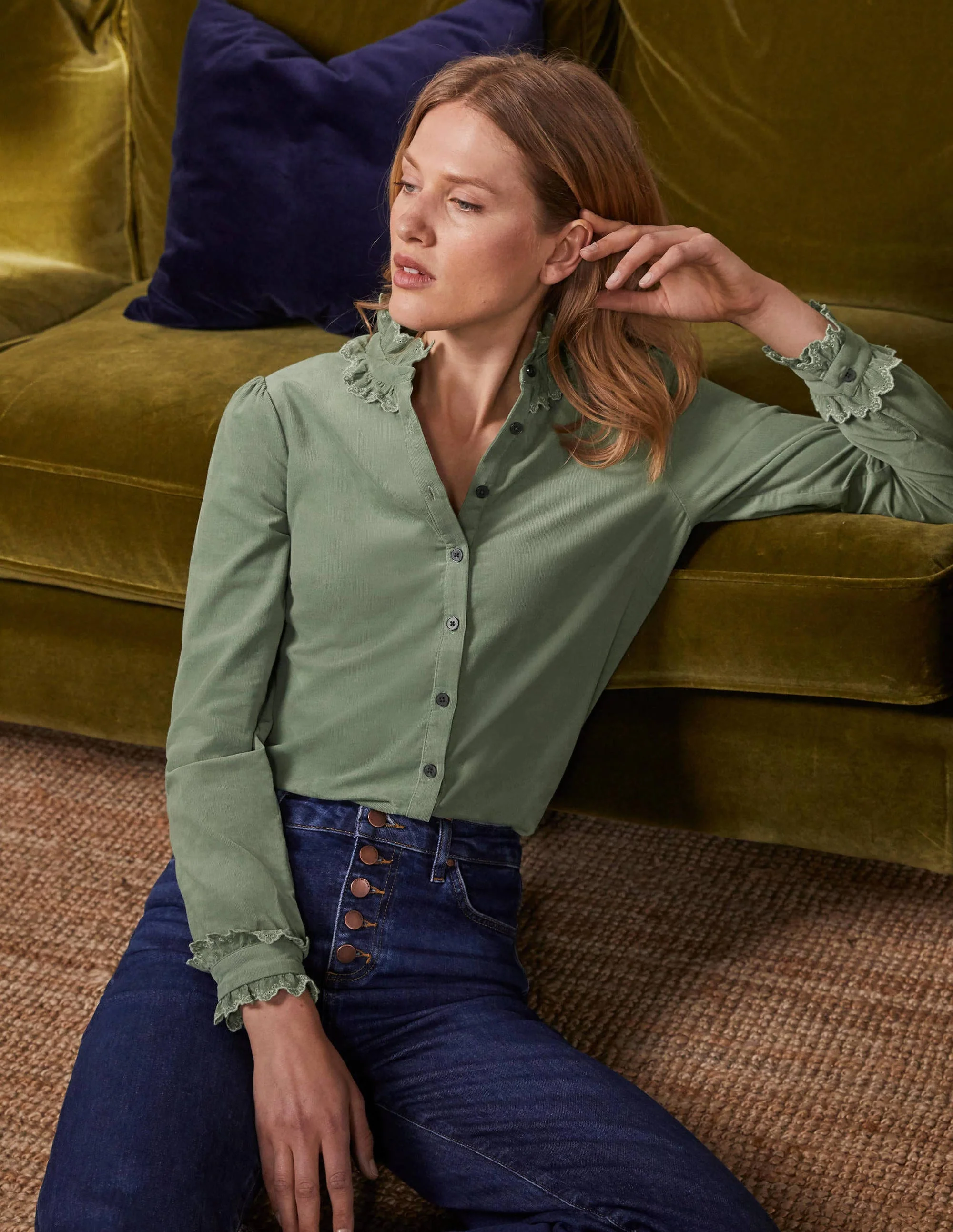 Eliza Broderie Shirt-Light Olive - Image 6