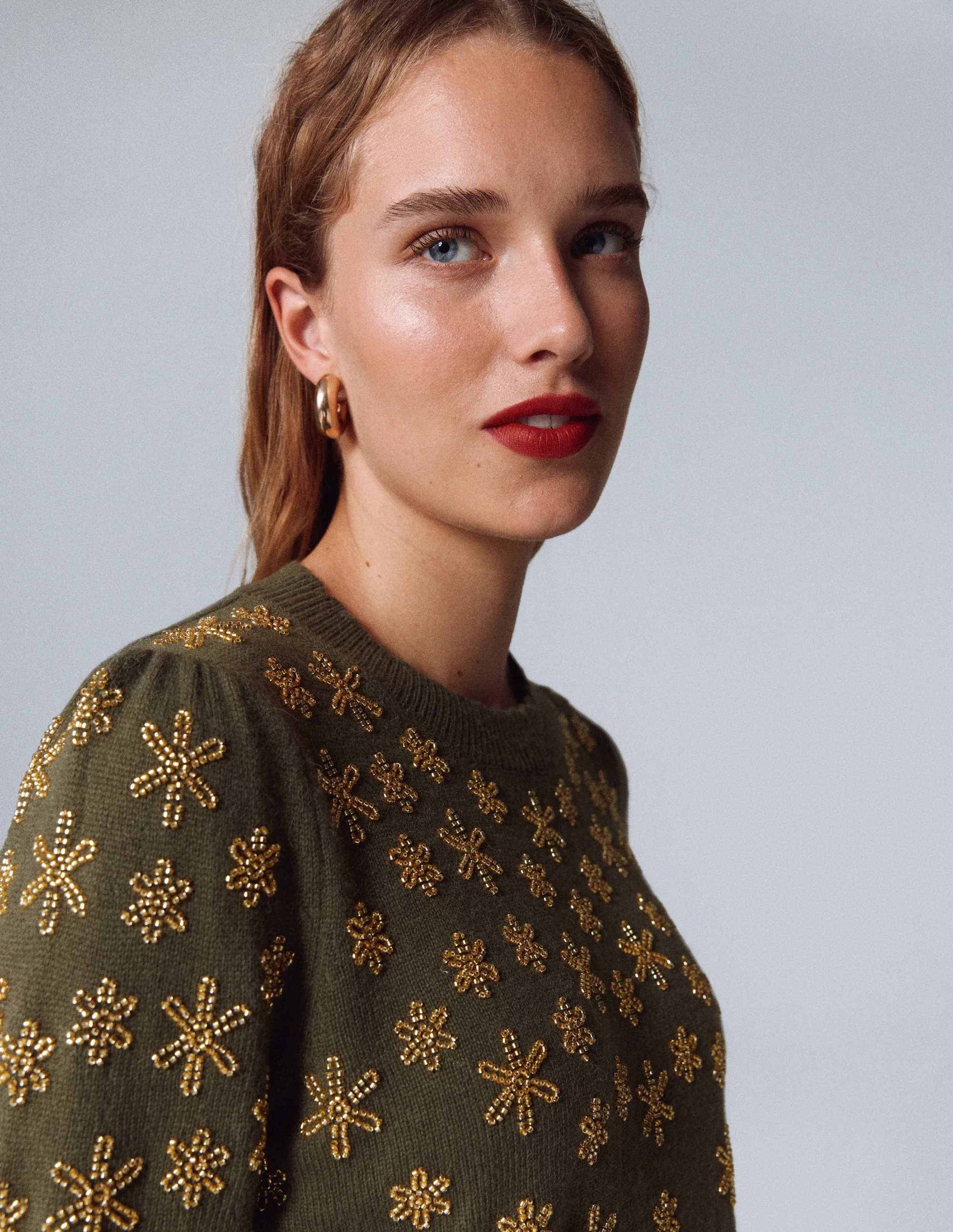 Elizabeth Embellished Sweater-Leaf Green - Image 6