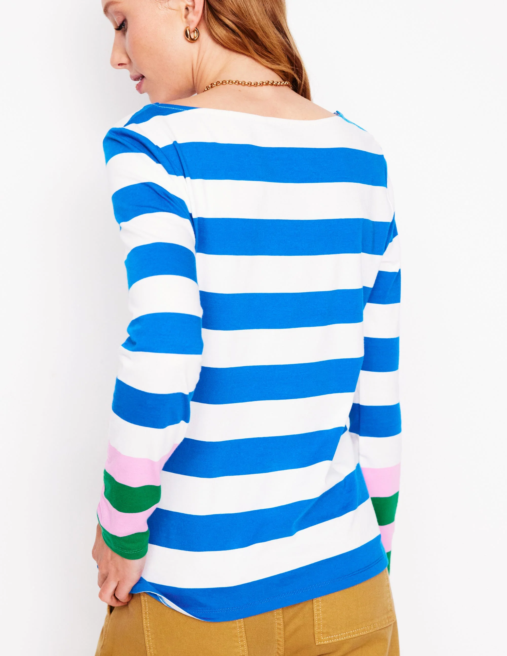 Ella Long Sleeve Breton-Gallery Blue, Emerald Cuff - Image 3