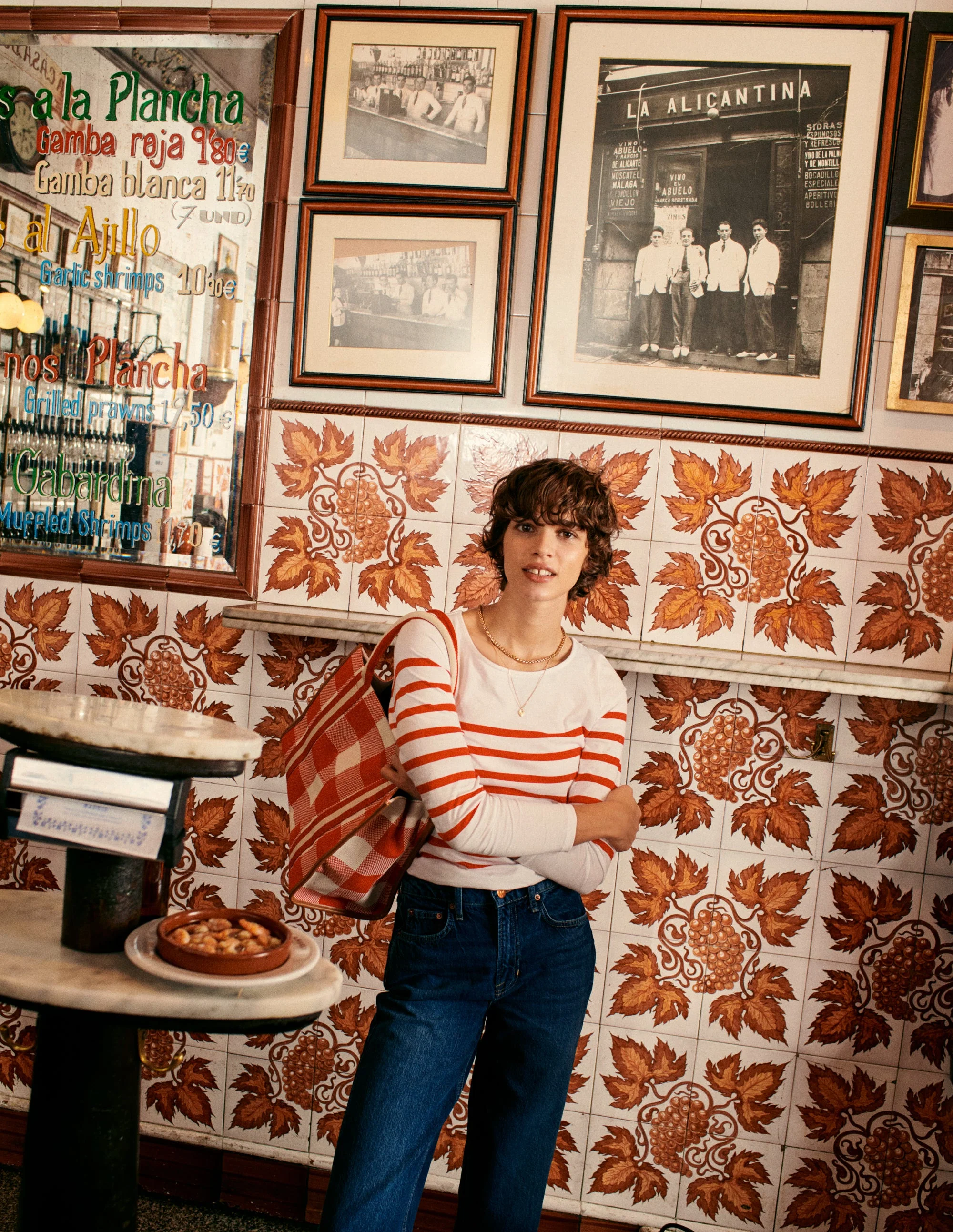 Ella Long Sleeve Breton-Ivory, Flame scarlett - Image 5