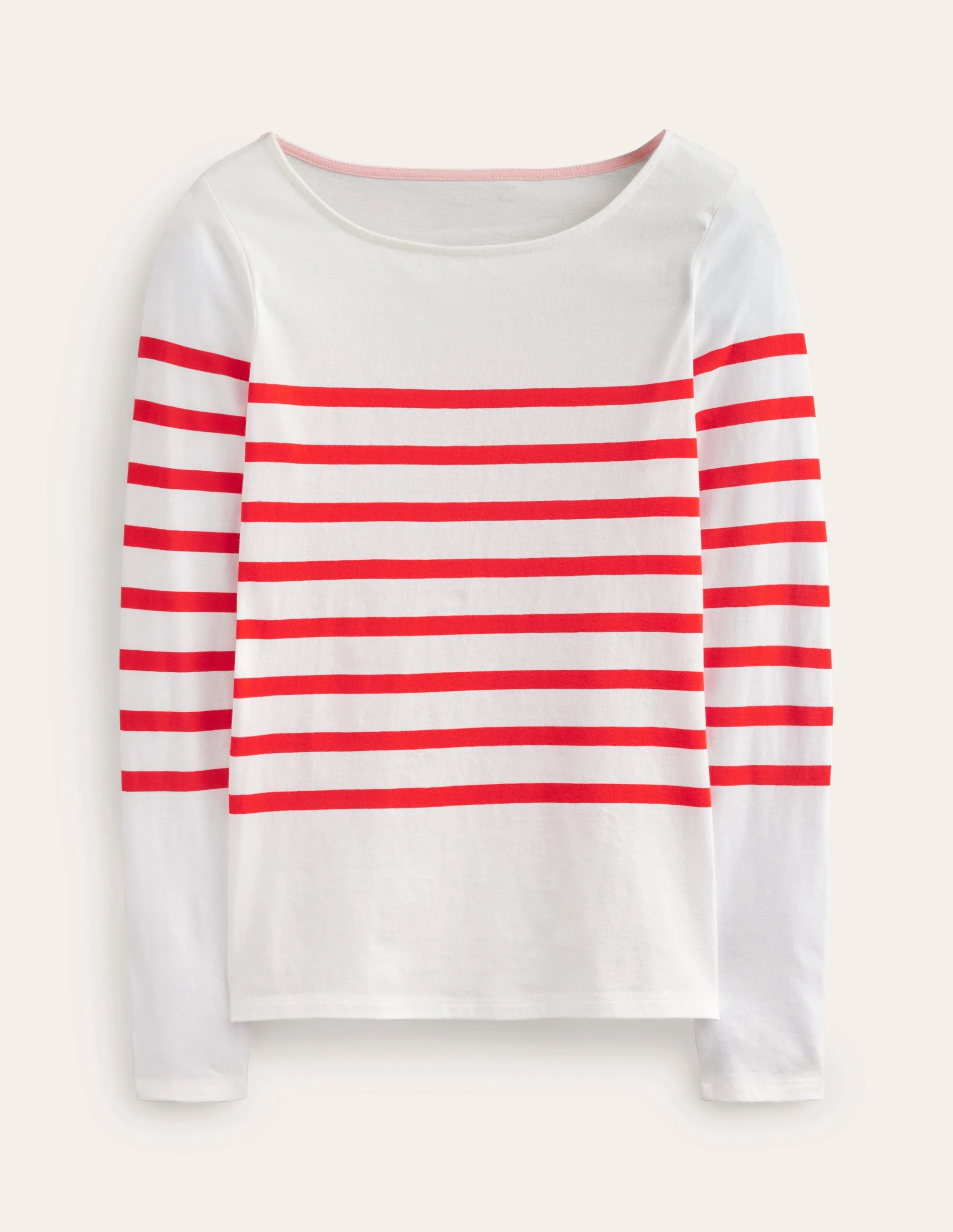 Ella Long Sleeve Breton-Ivory, Flame scarlett - Image 6
