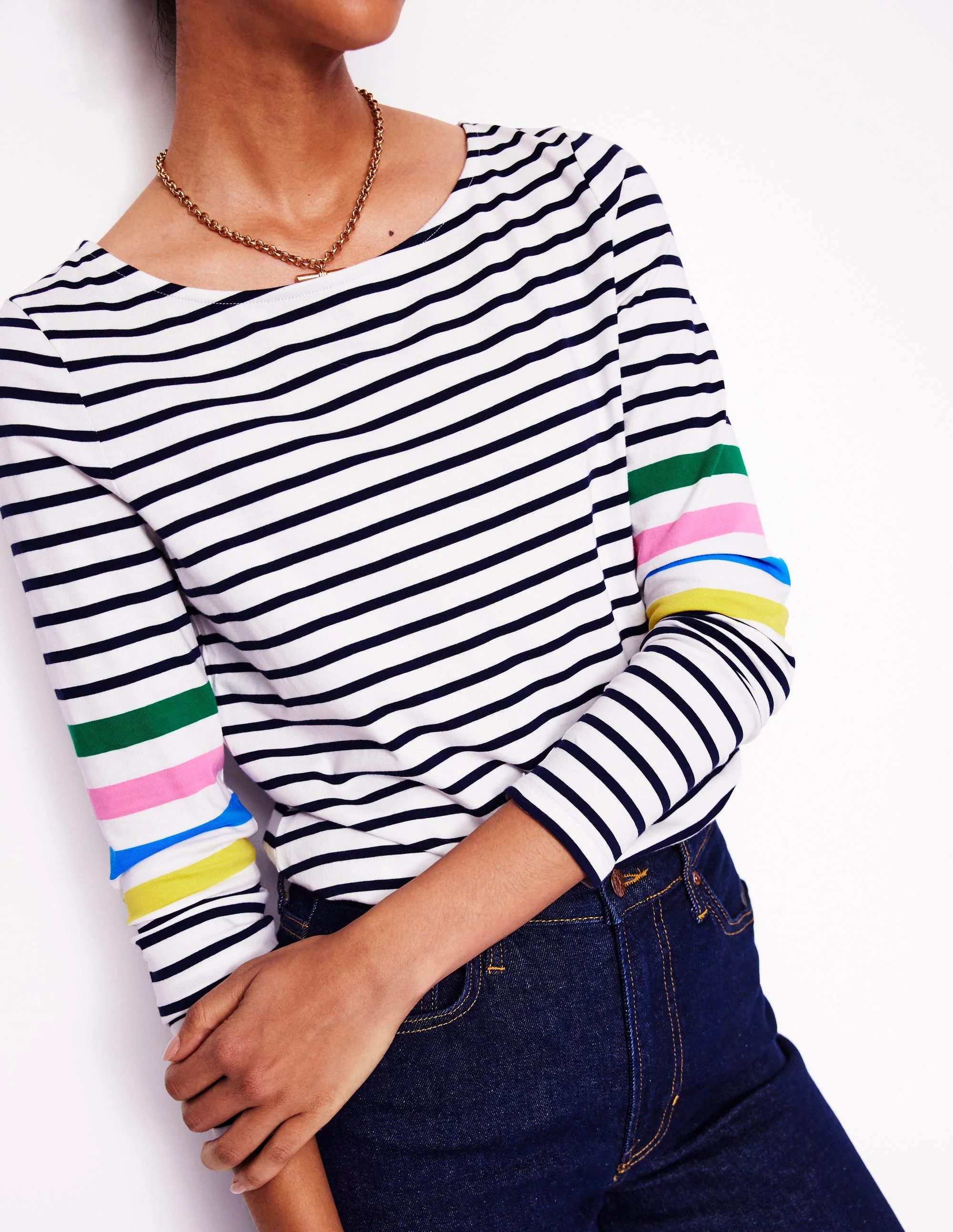 Ella Long Sleeve Breton-Ivory Multi Arm Placement - Image 2