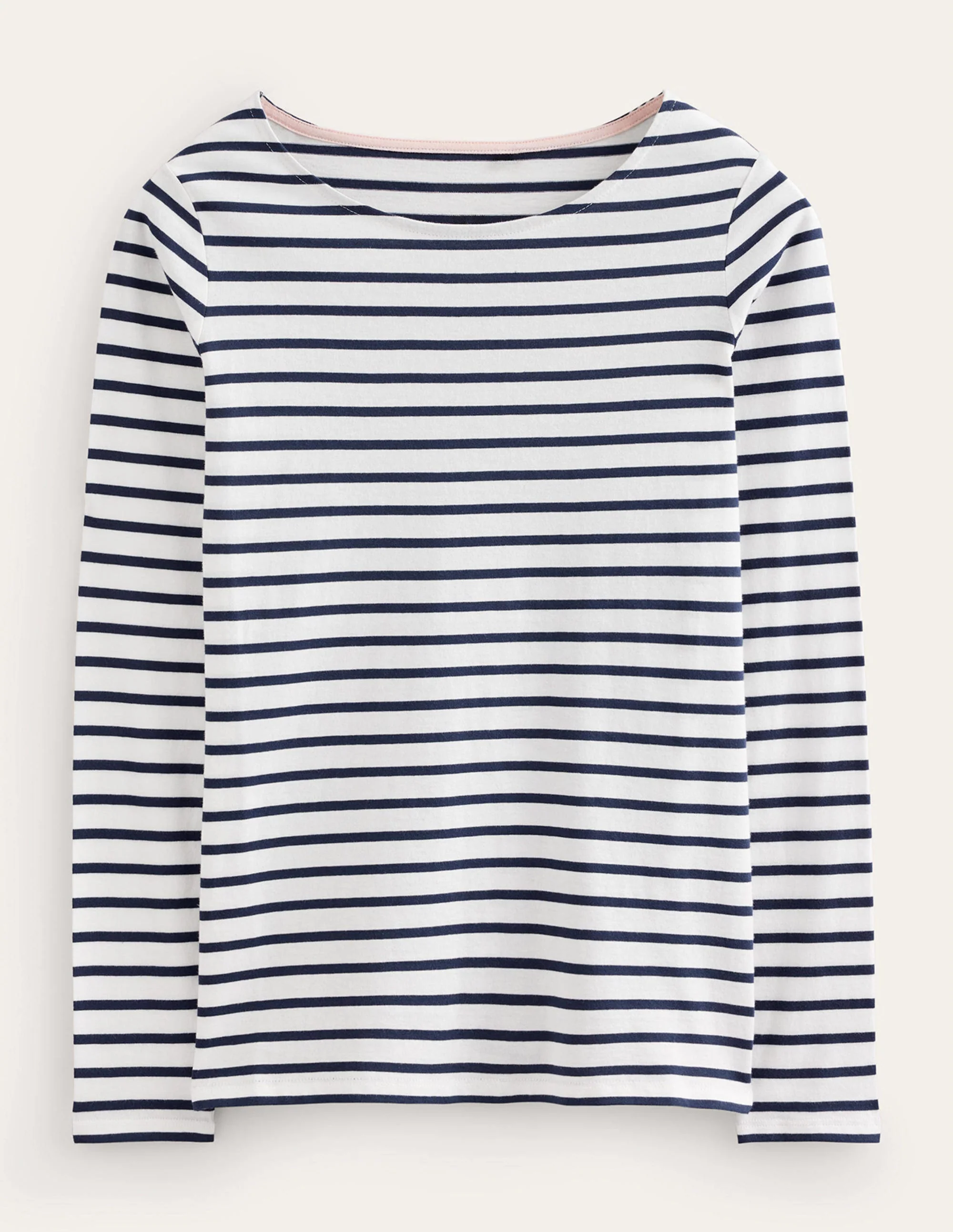 Ella Long Sleeve Breton-Ivory, Navy - Image 7