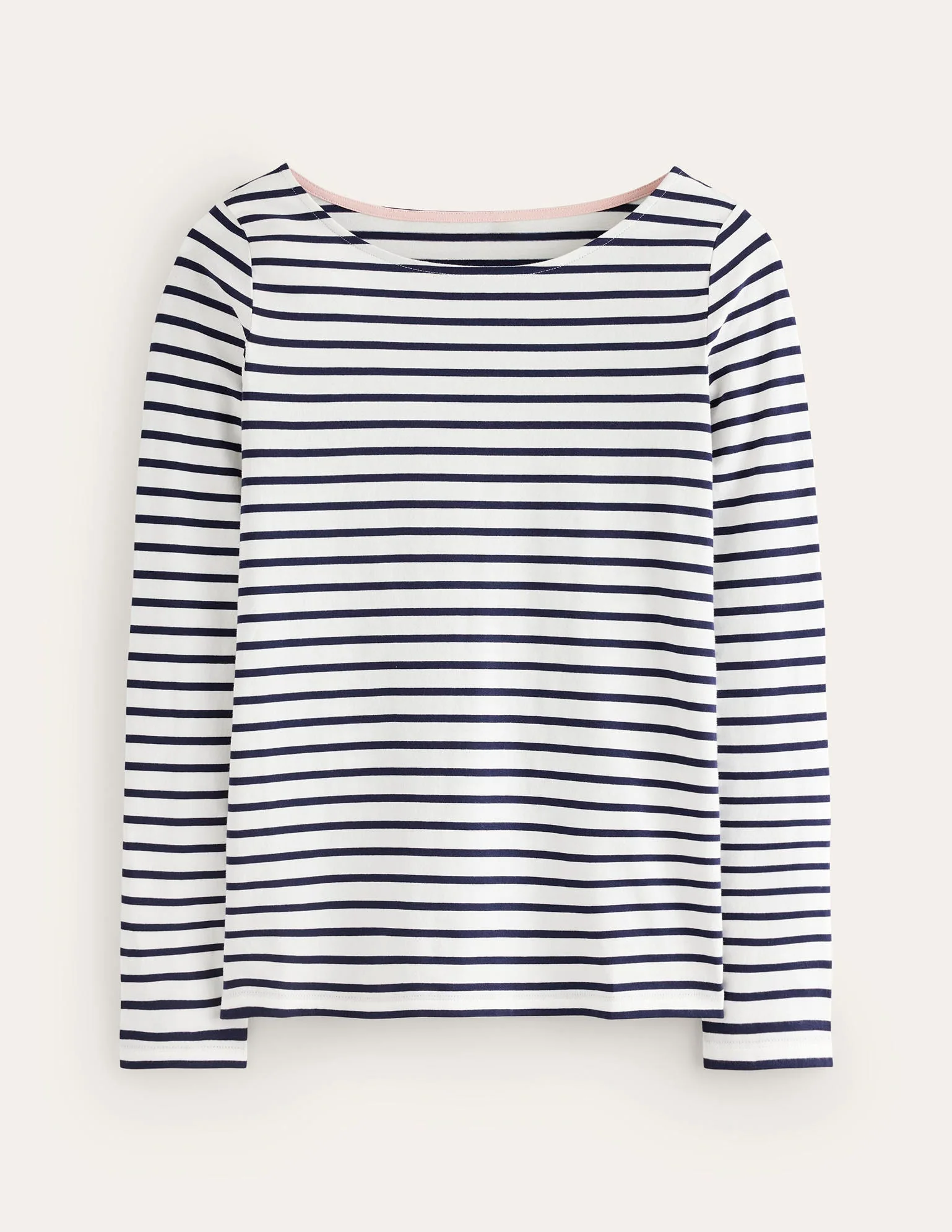 Ella Long Sleeve Breton-Ivory, Navy - Image 5
