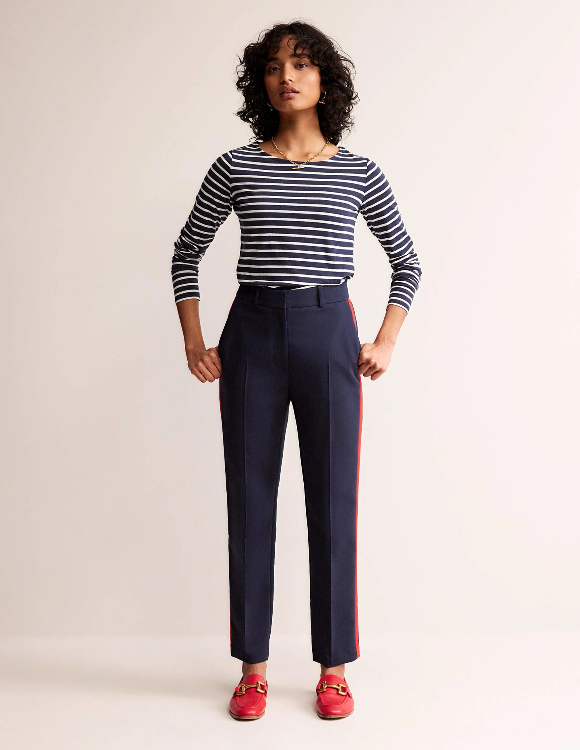 Ella Long Sleeve Breton-Navy, Ivory - Image 5