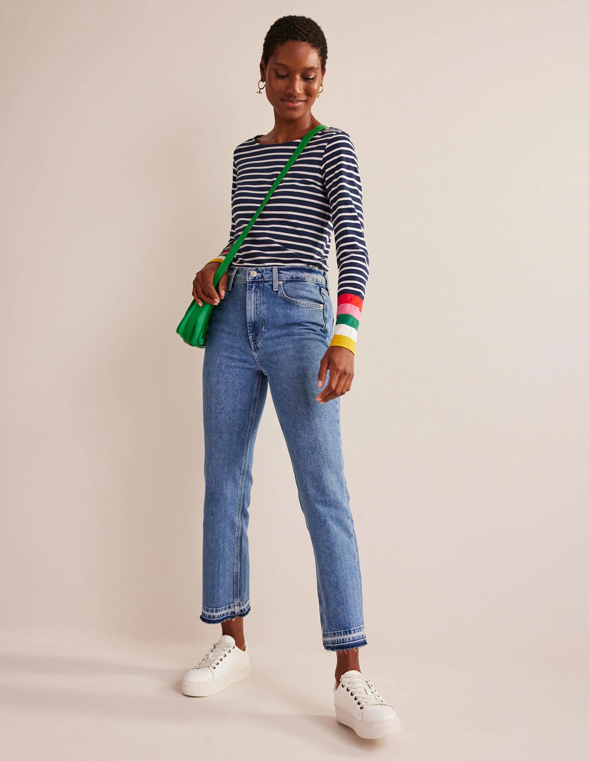 Ella Long Sleeve Breton-Navy, Multi Cuff - Image 4