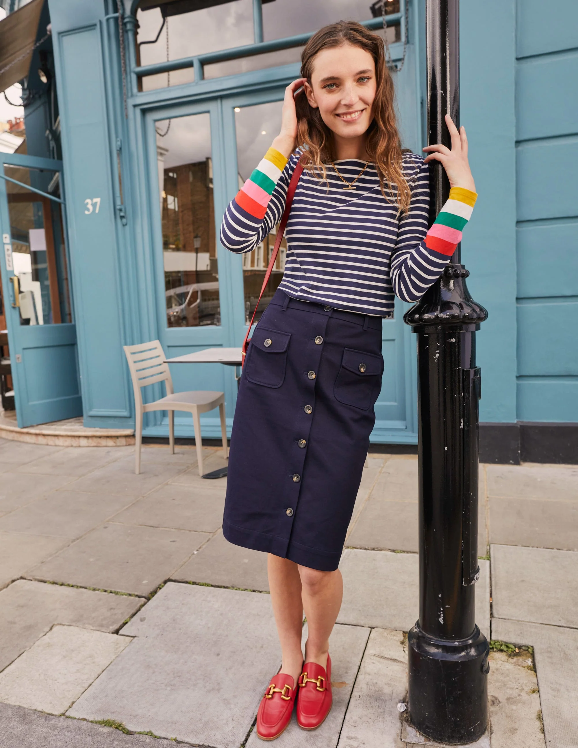 Ella Long Sleeve Breton-Navy, Multi Cuff - Image 7