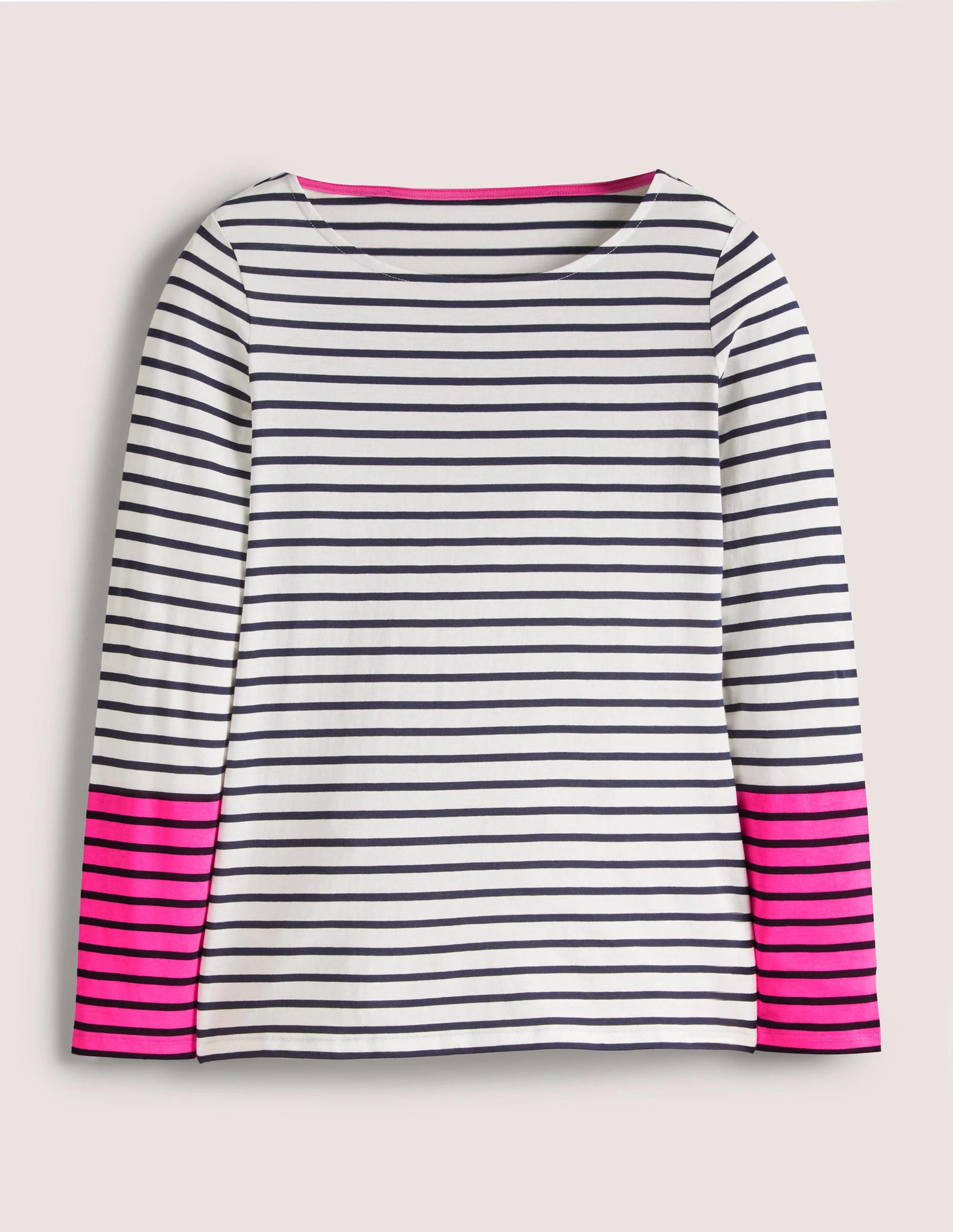 Ella Long Sleeve Breton-Neon Pink Stripe - Image 5