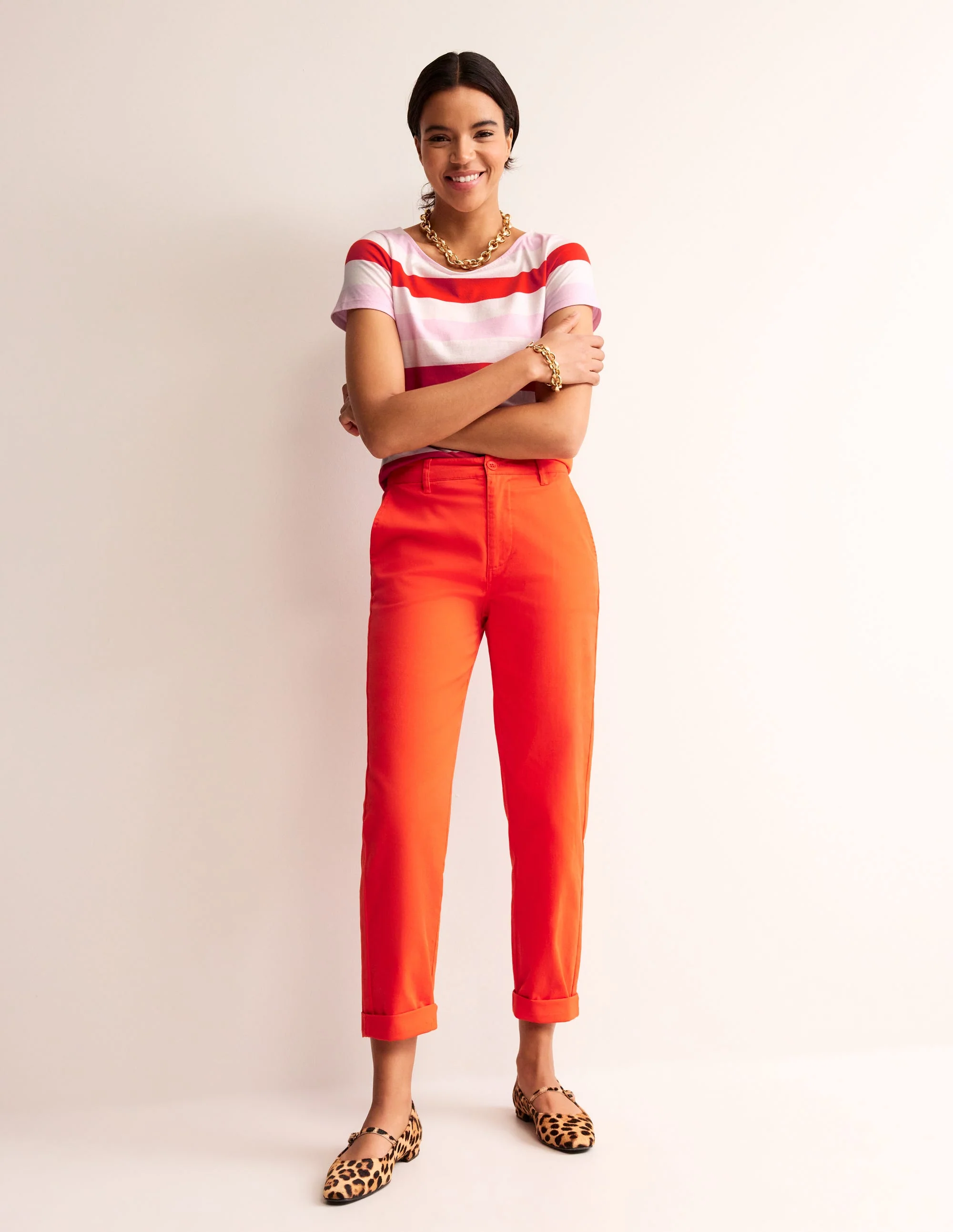 Ella Short Sleeve Breton-Pink, Red - Image 4