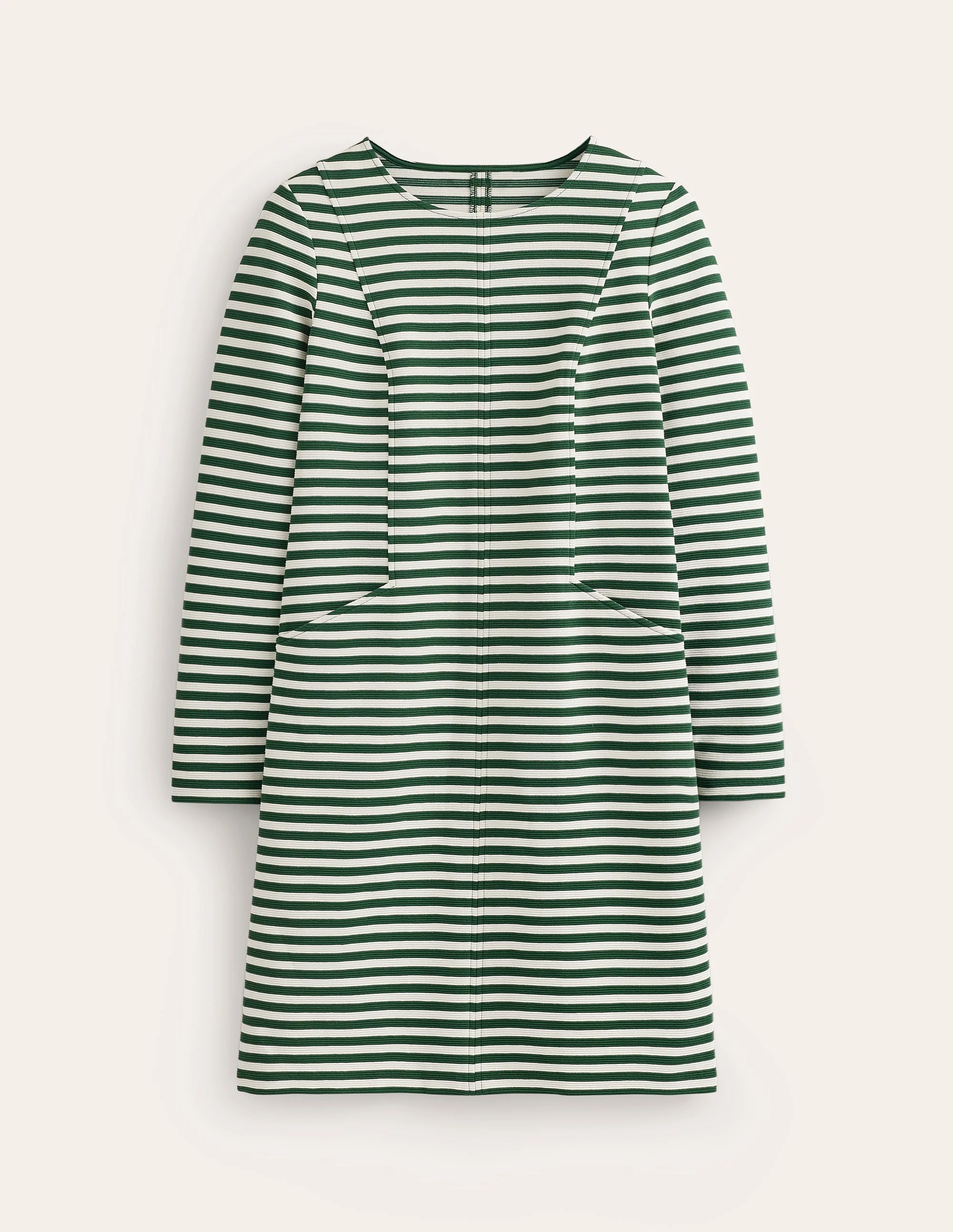Ellen Ottoman Dress-Dark green, Ivory Stripe - Image 5