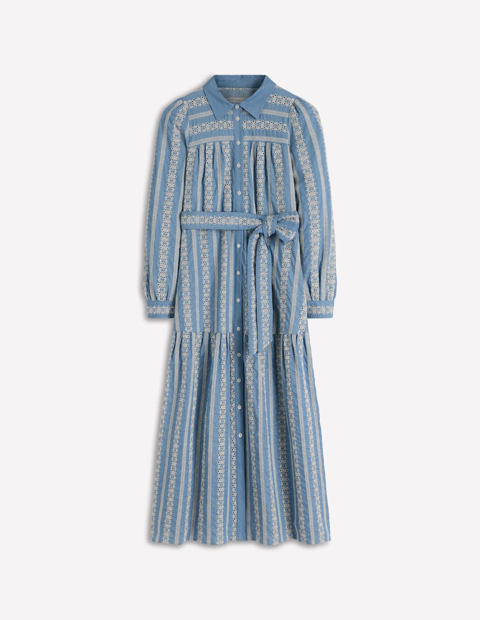 Ellie Cotton Maxi Shirt Dress-Broderie Denim - Image 6