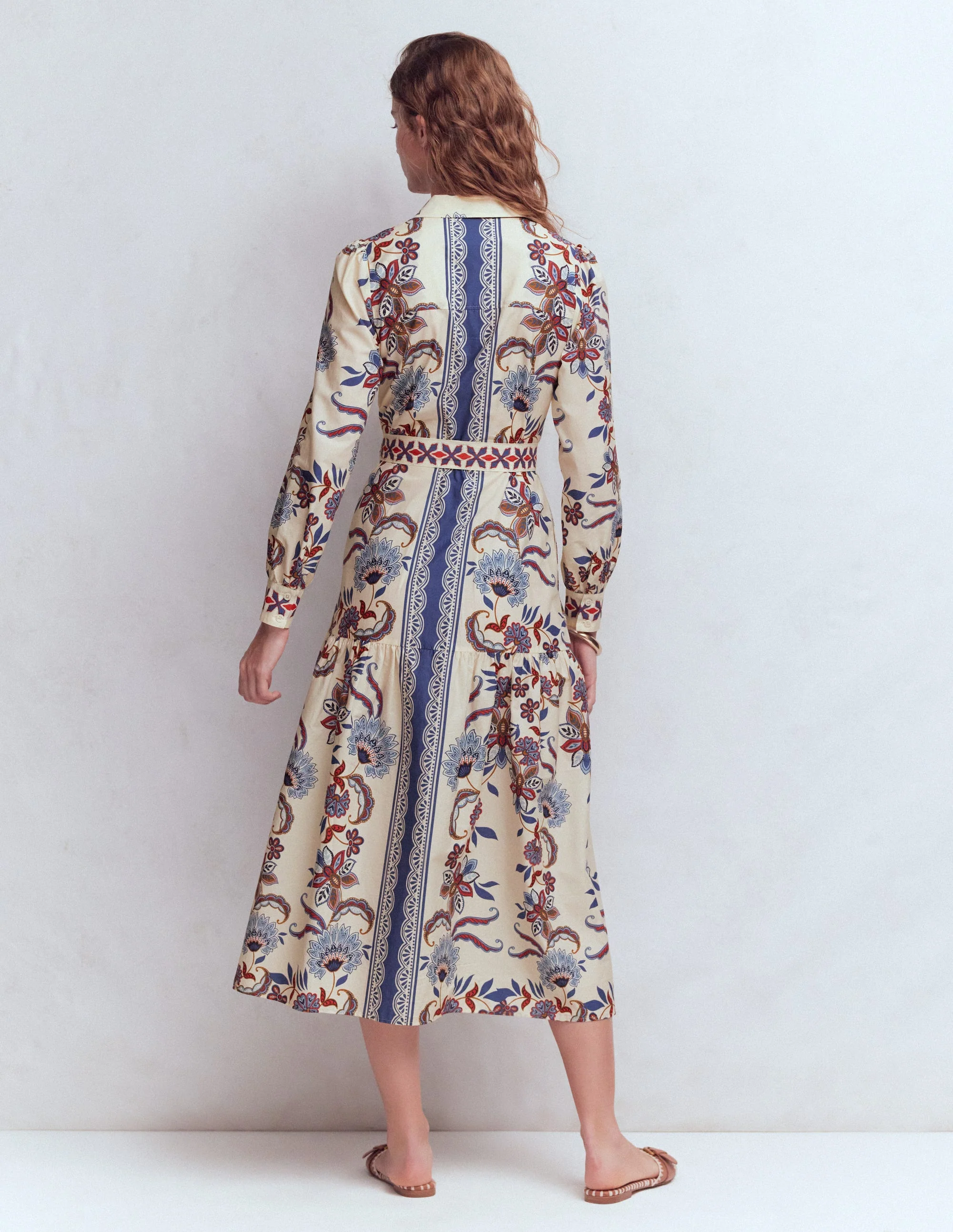 Ellie Cotton Maxi Shirt Dress-Elegant Blossom Placement - Image 3