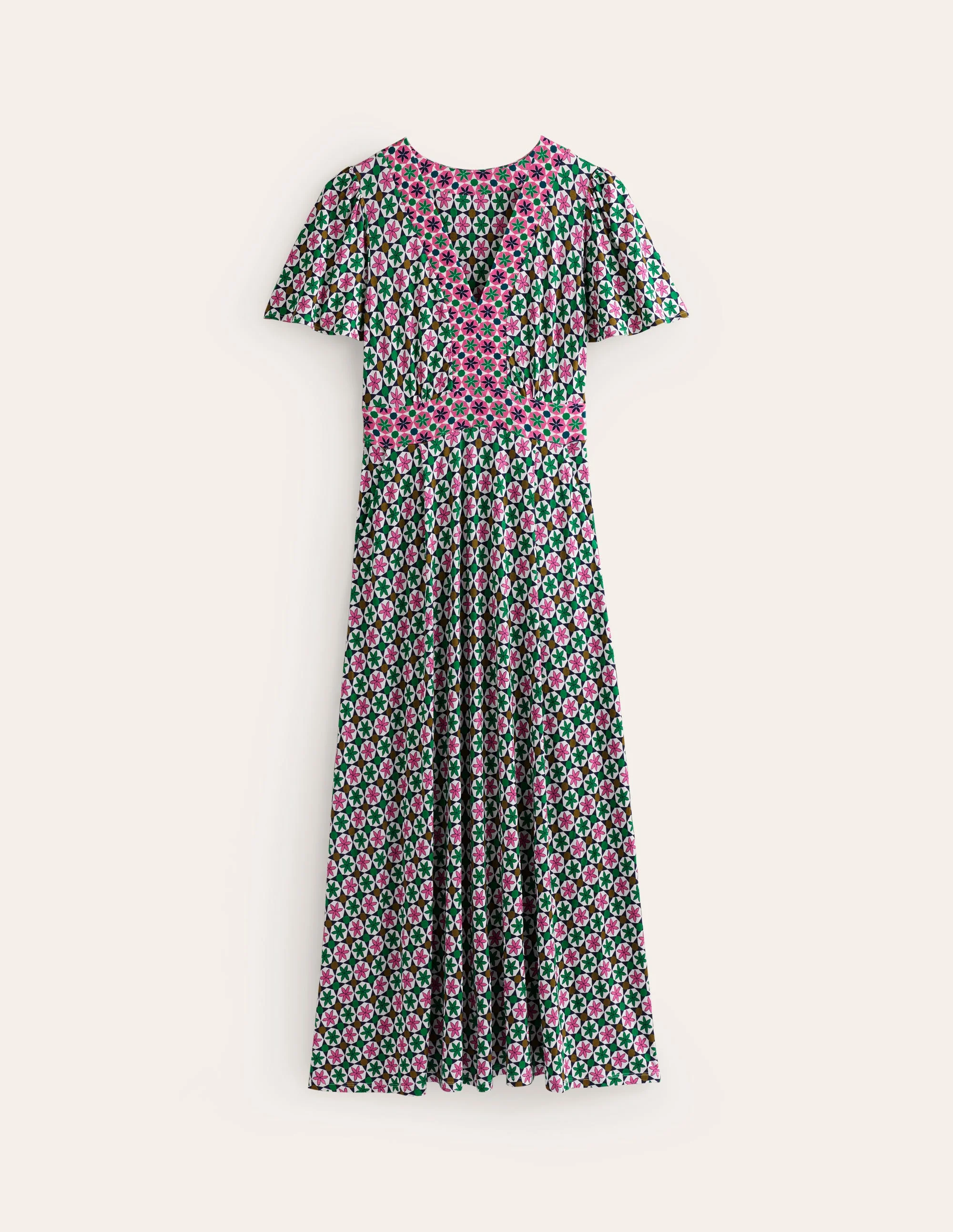 Ellie Flutter Maxi Tea Dress-Multi, Botanic Tile - Image 5
