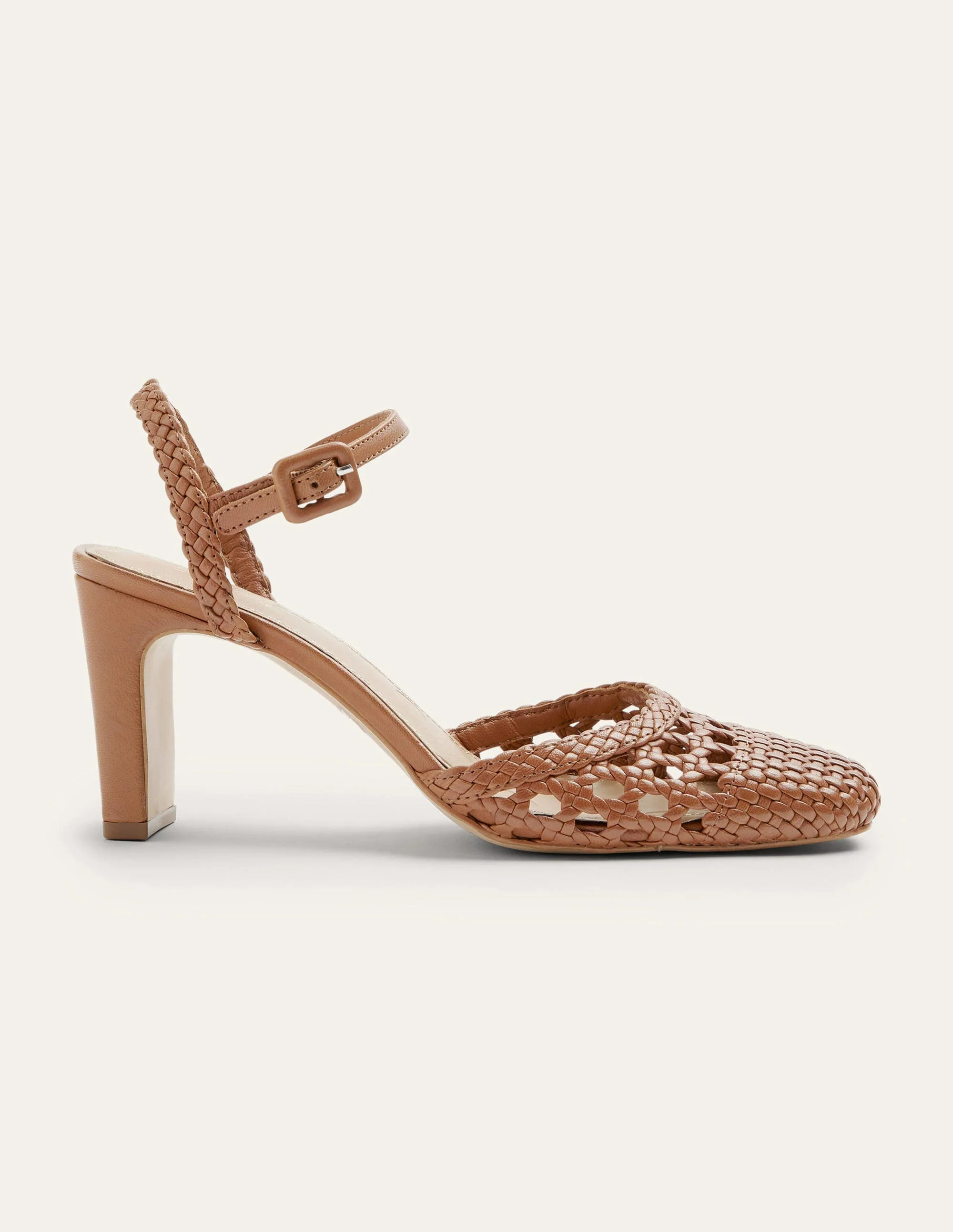Ellie Woven Slingback Heels-Tan - Image 3
