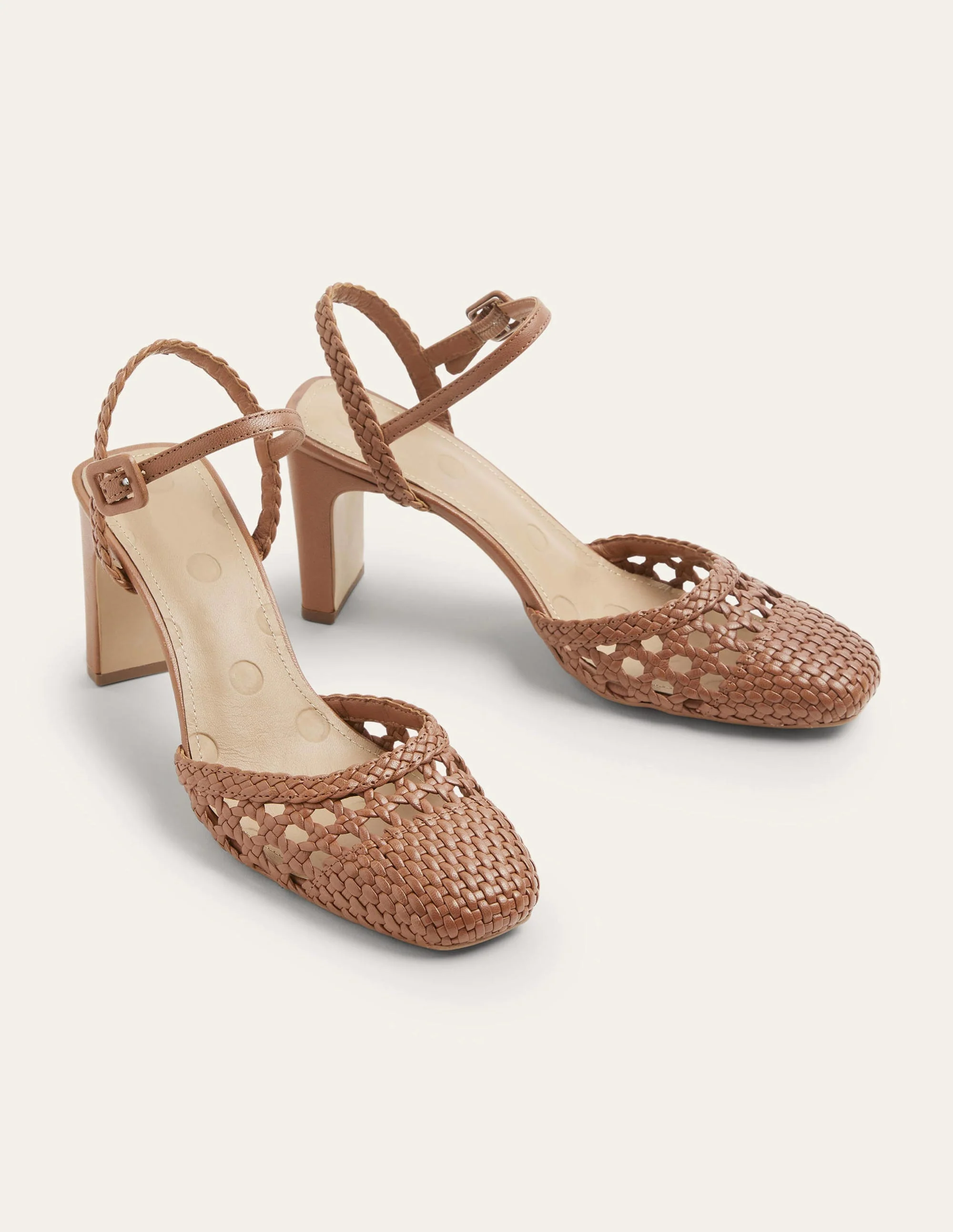 Ellie Woven Slingback Heels-Tan - Image 4