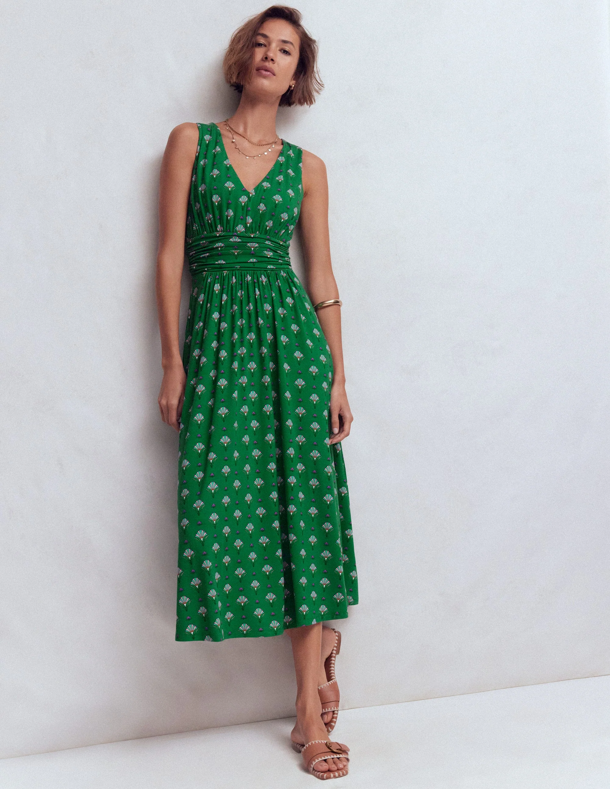 Elodie Jersey Maxi Dress-Green, Ornamental Floweret - Image 4
