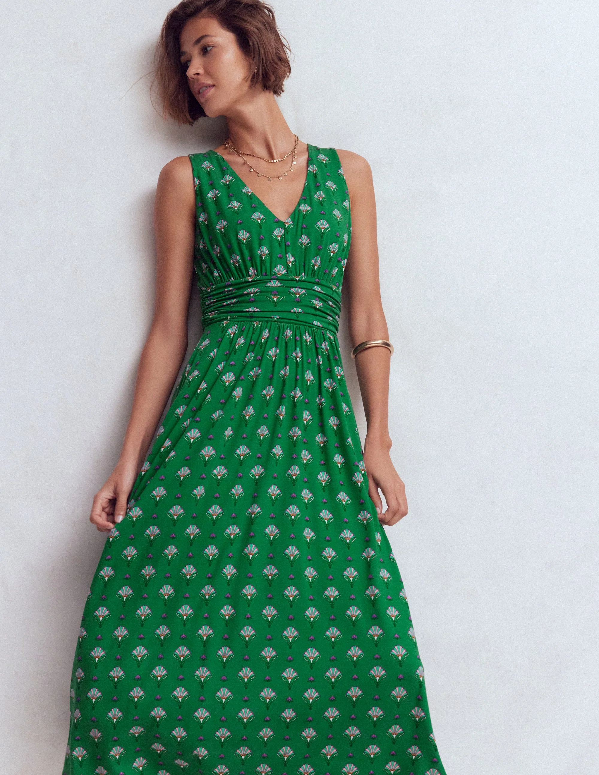 Elodie Jersey Maxi Dress-Green, Ornamental Floweret - Image 5