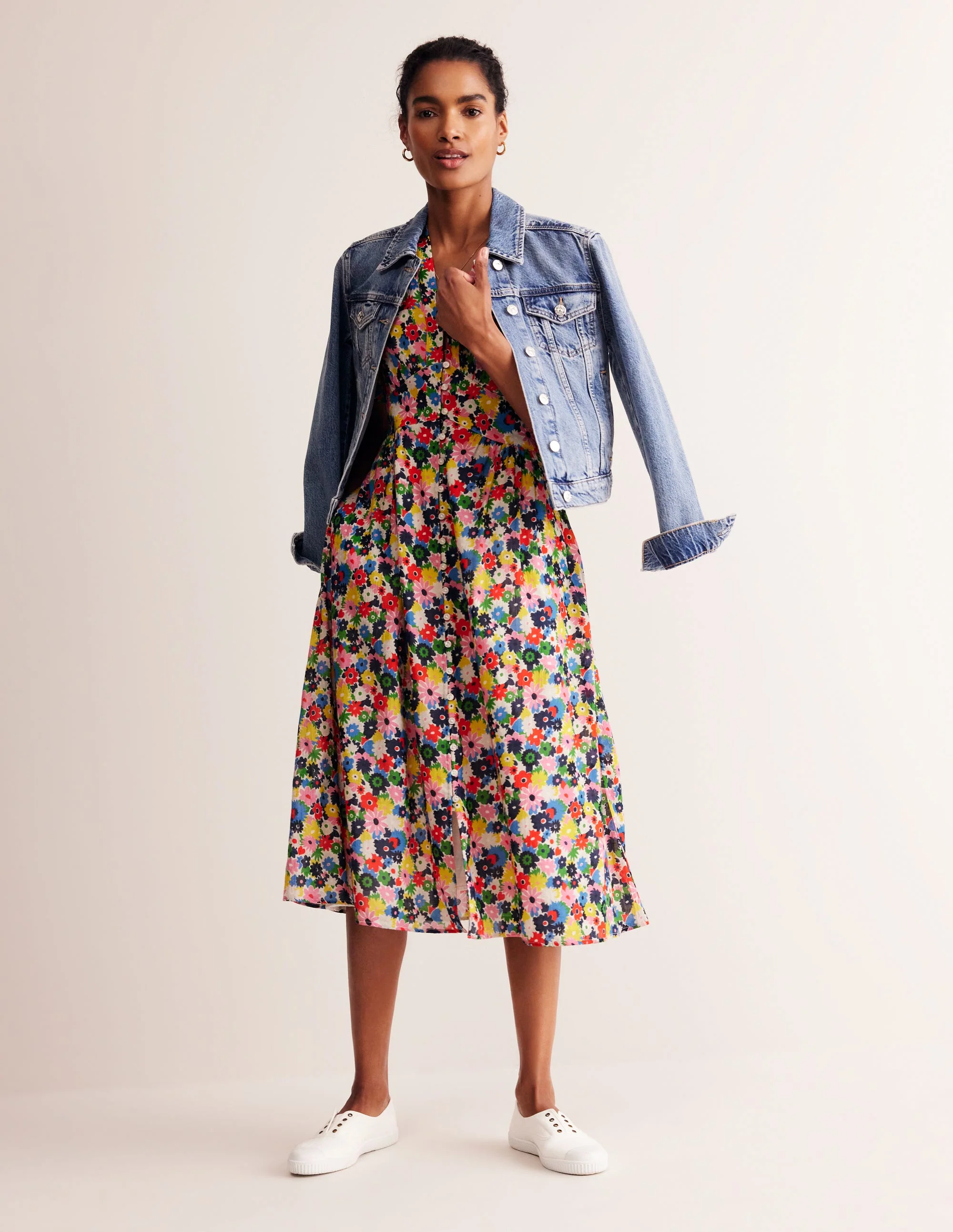 Elsa Crinkle Midi Tea Dress-Multi, Paintbox Ditsy - Image 6