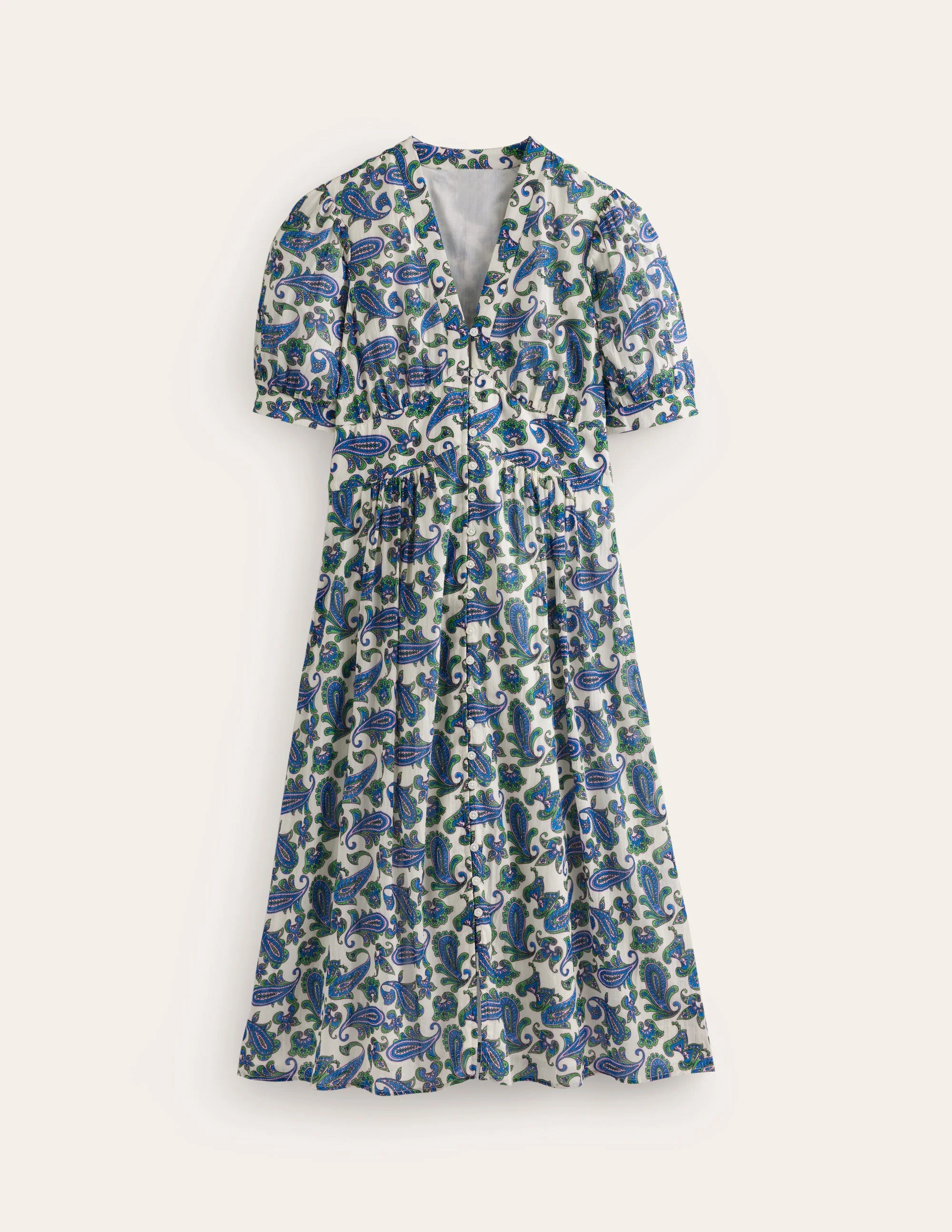 Elsa Crinkle Midi Tea Dress-Surf The Web, Paisley Wave - Image 7