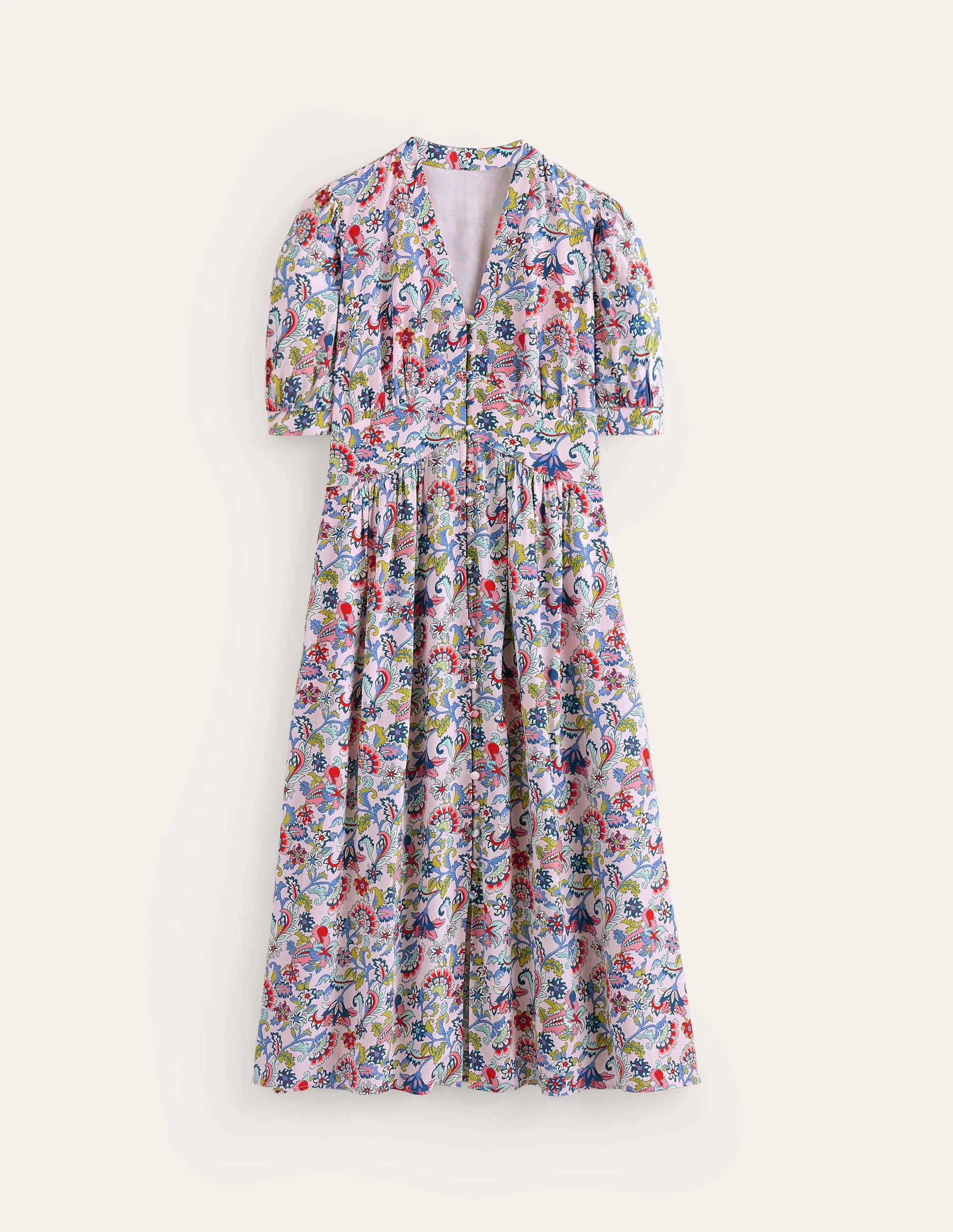 Elsa Midi Tea Dress-Marshmallow, Botanical Bunch - Image 9