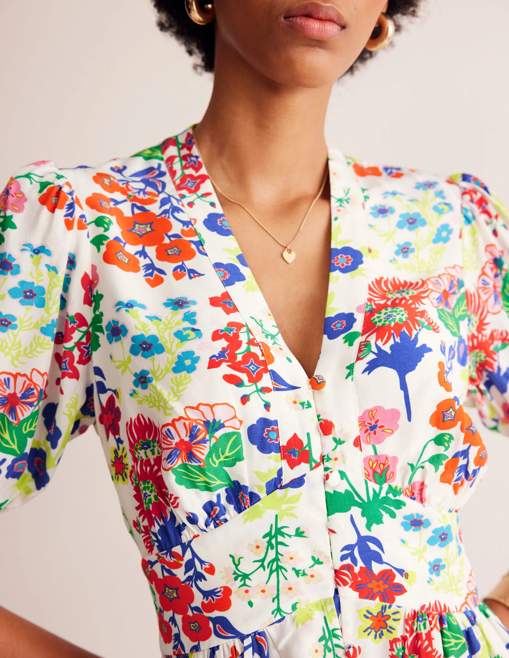 Elsa Midi Tea Dress-Multi, Wildflower Cluster - Image 3