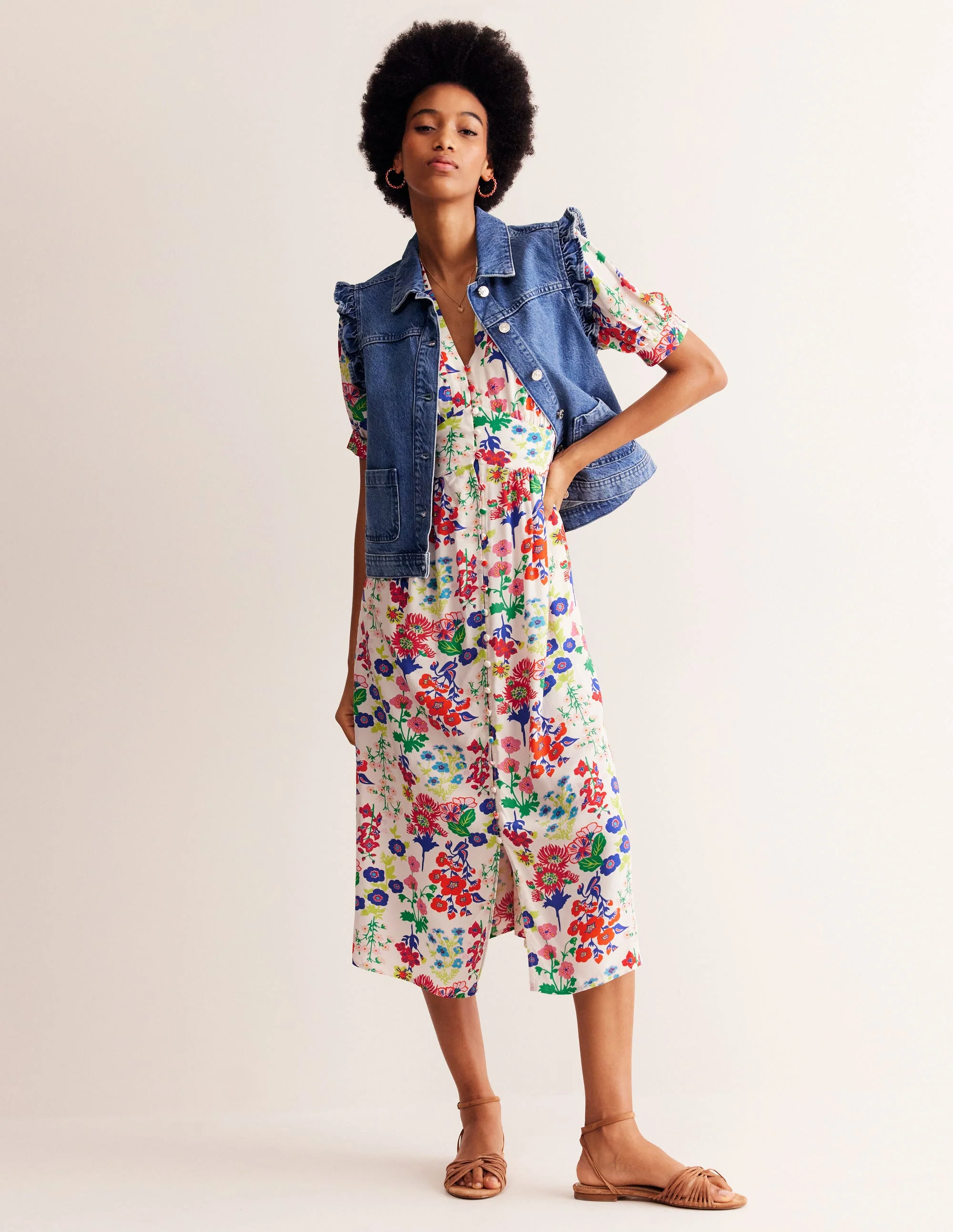 Elsa Midi Tea Dress-Multi, Wildflower Cluster - Image 7