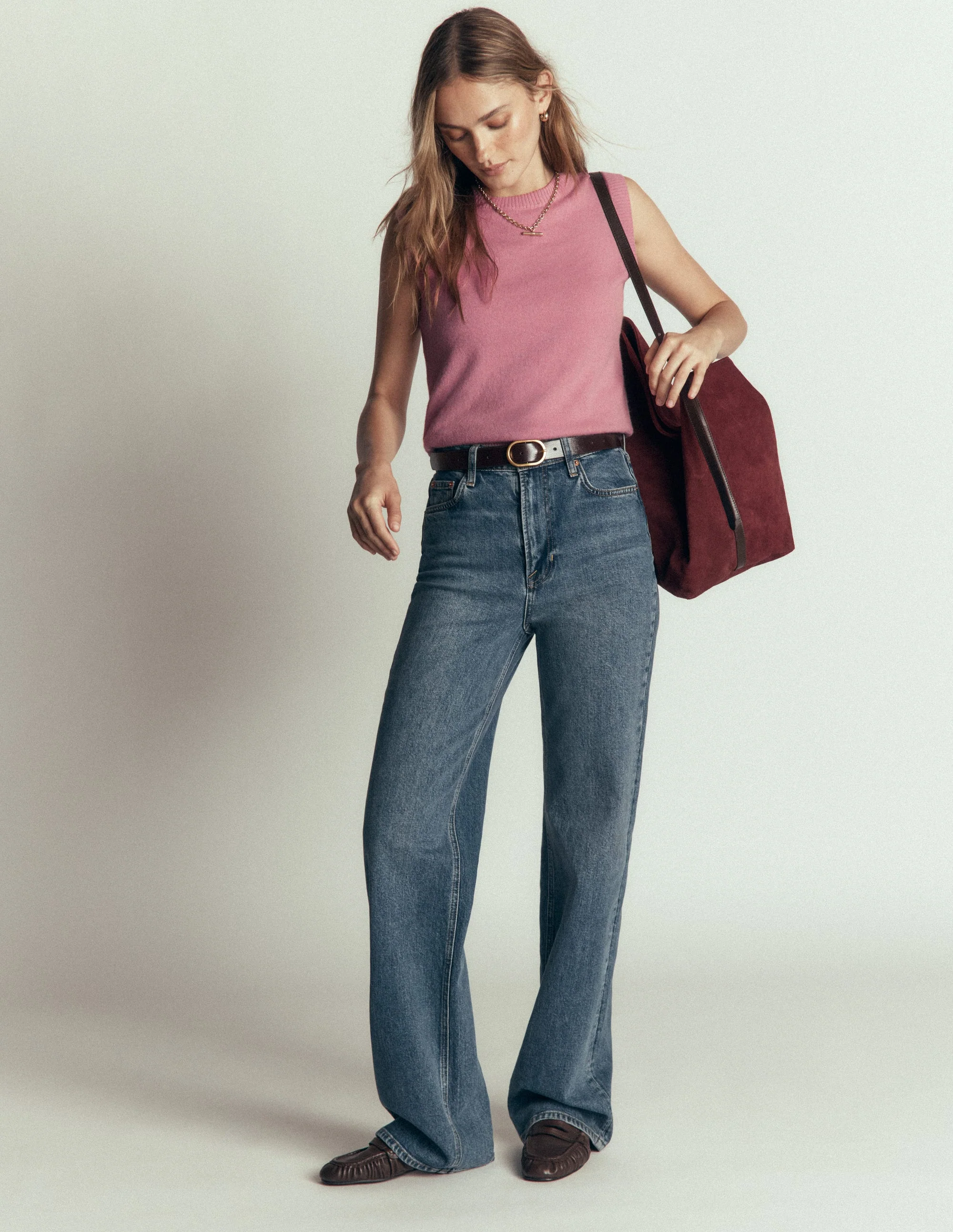Elsie Cashmere Tank-Pink Heather - Image 4